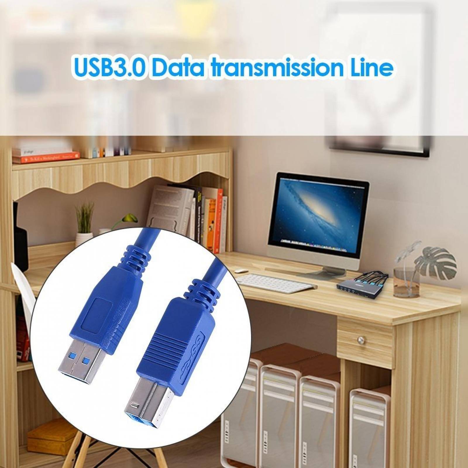 Cable Impresora Usb 3.0 A a B Velocidad 5gbps para HP Epson Xerox Universal 1.5m 