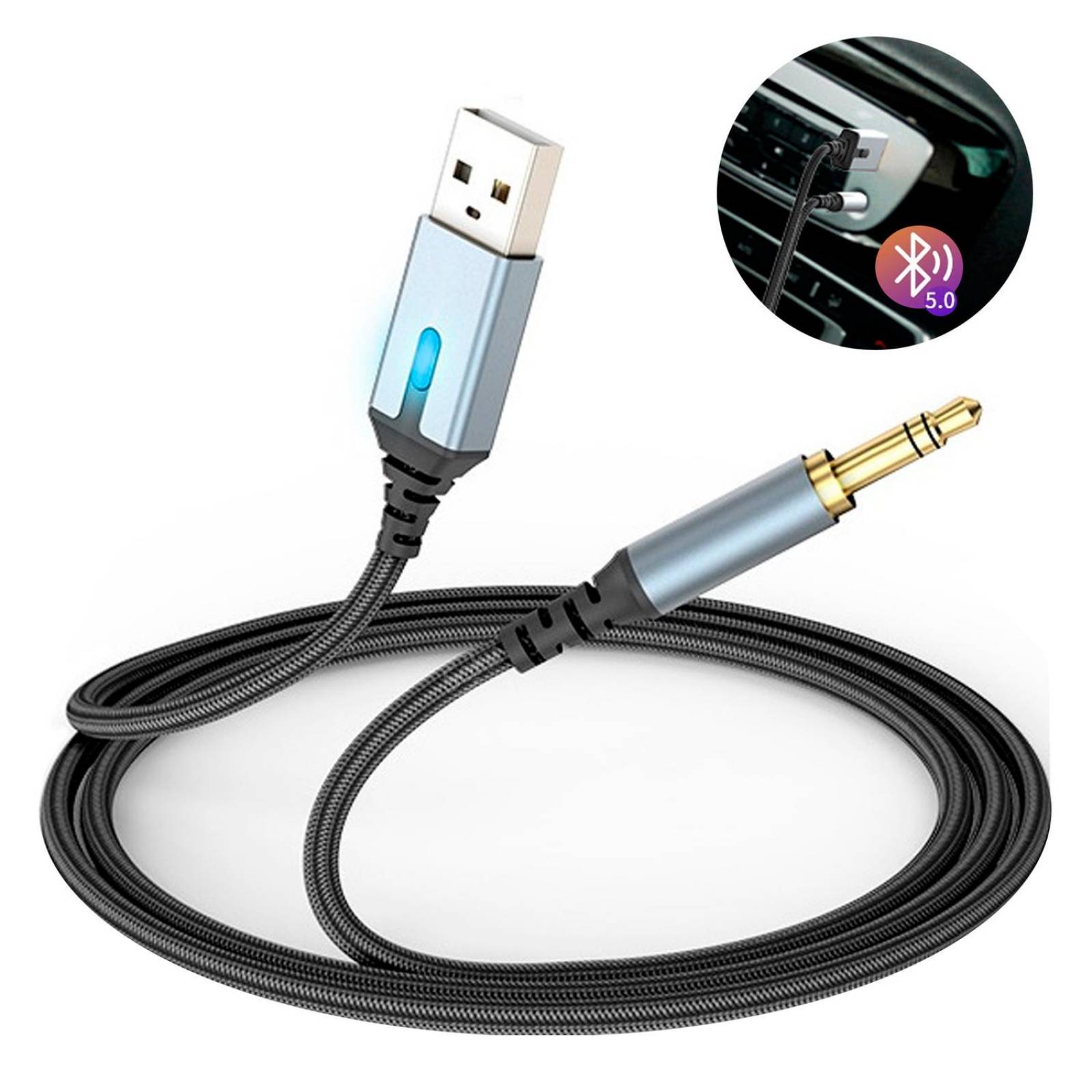 Cable USB Auxiliar 3.5 mm 3 polos transmisor bluetooth fidelidad 