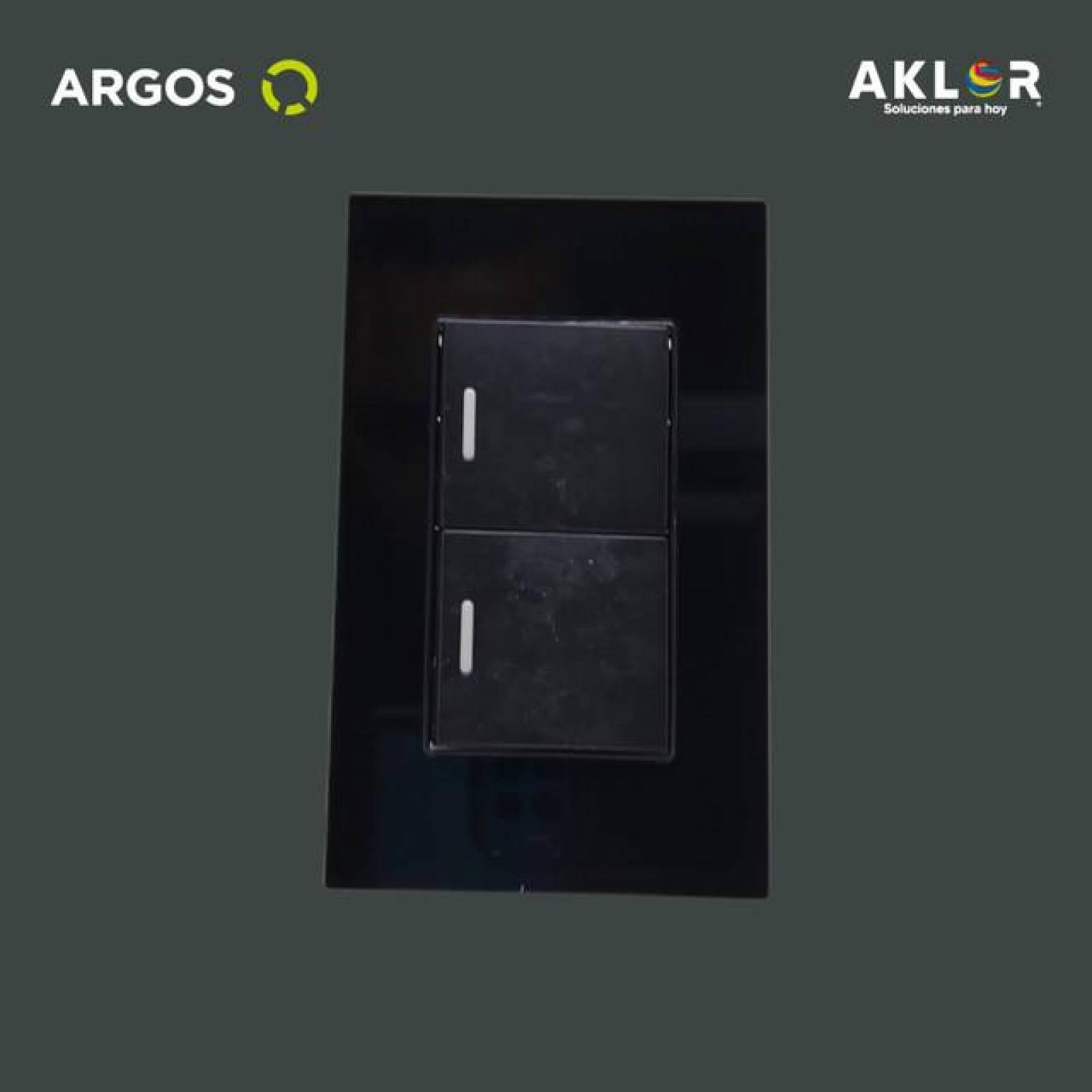 ARGOS 8843900 APAGADOR DOBLE CON PLACA DE ACRÍLICO NEGRO 