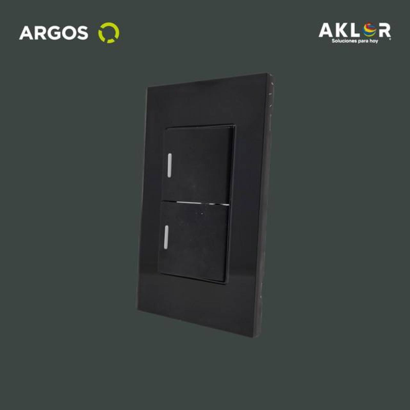 ARGOS 8843900 APAGADOR DOBLE CON PLACA DE ACRÍLICO NEGRO 