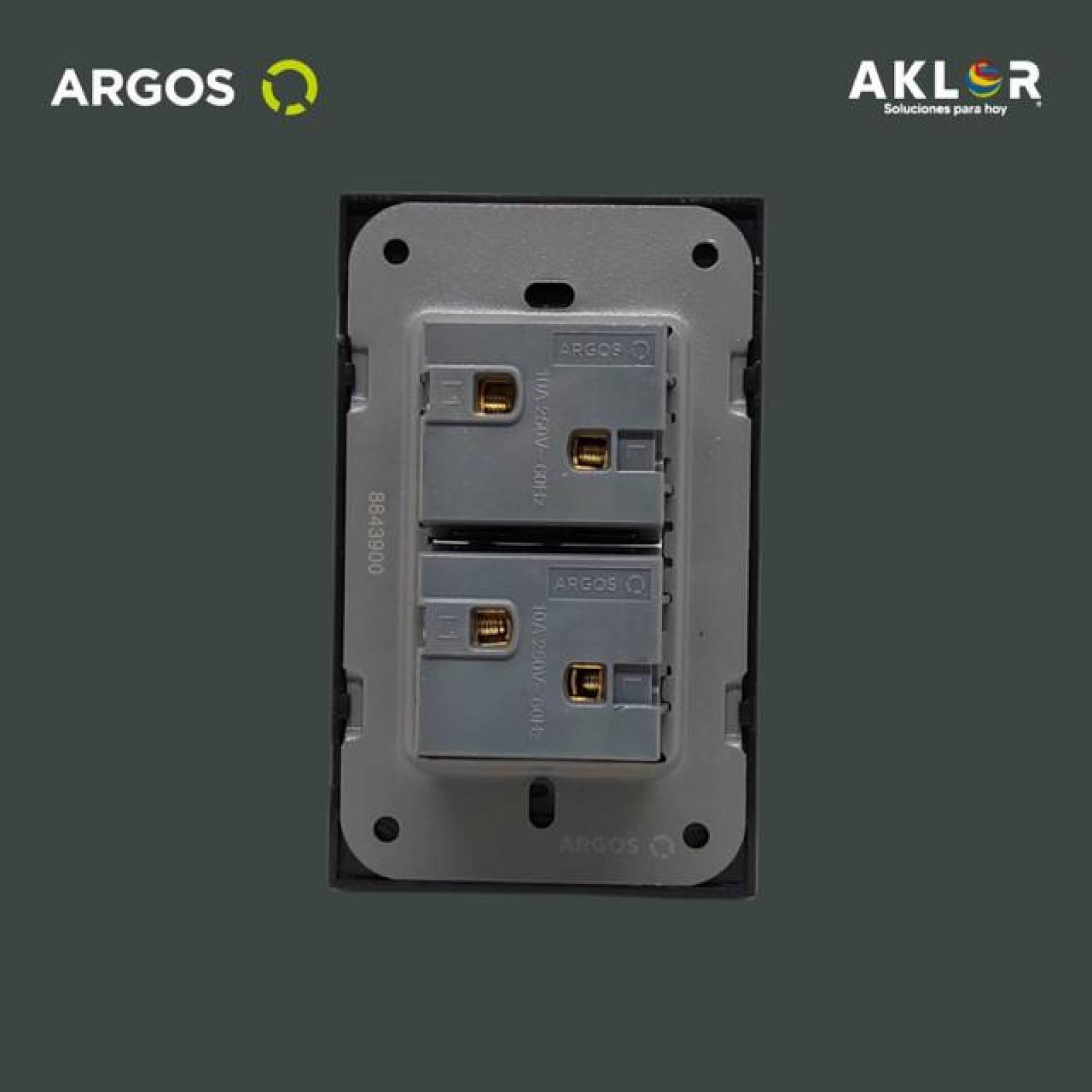 ARGOS 8843900 APAGADOR DOBLE CON PLACA DE ACRÍLICO NEGRO 