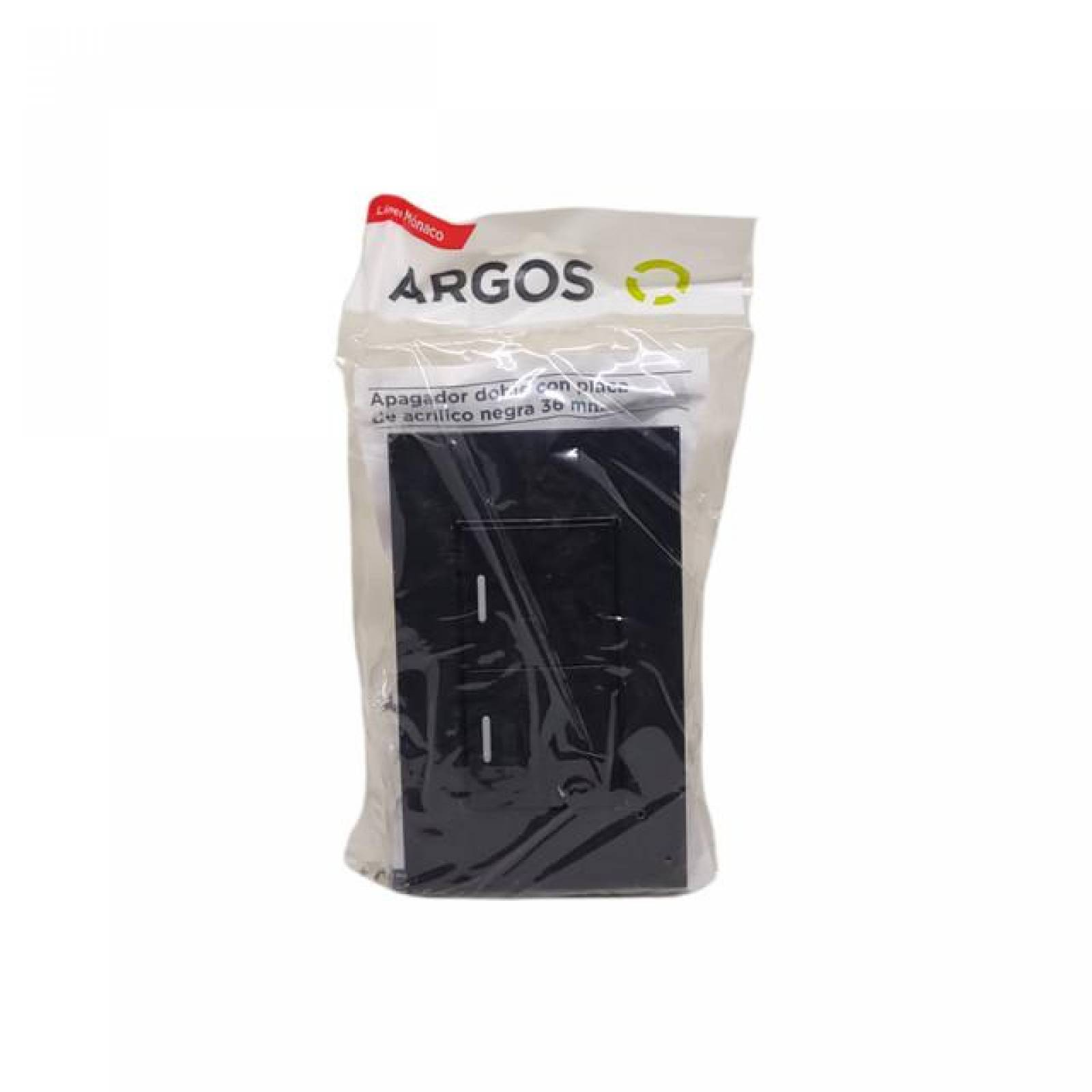 ARGOS 8843900 APAGADOR DOBLE CON PLACA DE ACRÍLICO NEGRO 