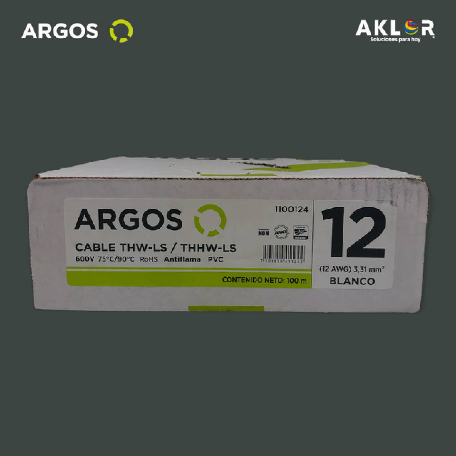 Cable de cobre THHW-LS calibre 12 Blanco 100m ARGOS 1100124