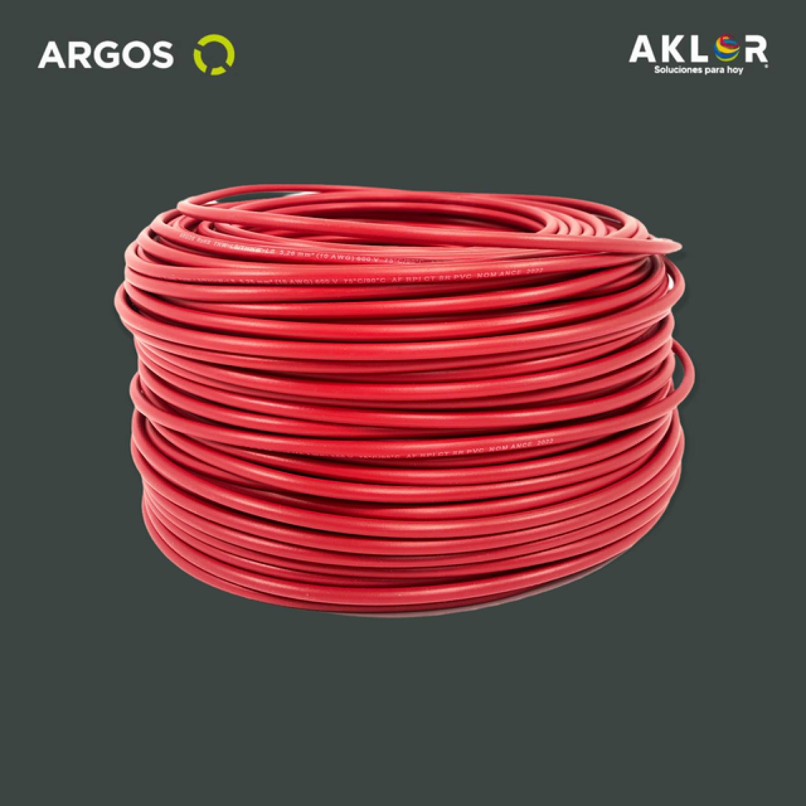 Cable de cobre THHW-LS calibre 10 Rojo 100m ARGOS 1100101 