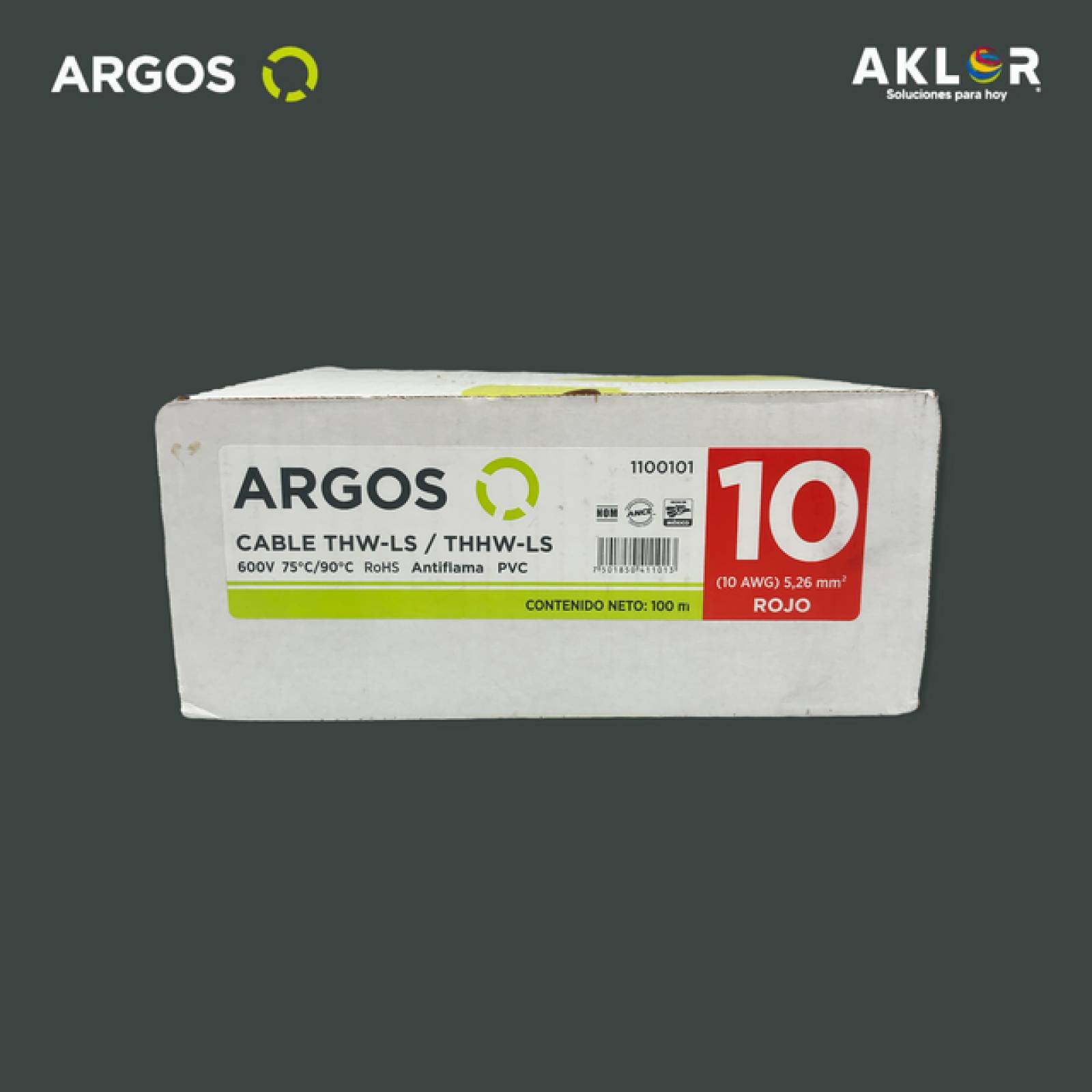 Cable de cobre THHW-LS calibre 10 Rojo 100m ARGOS 1100101 