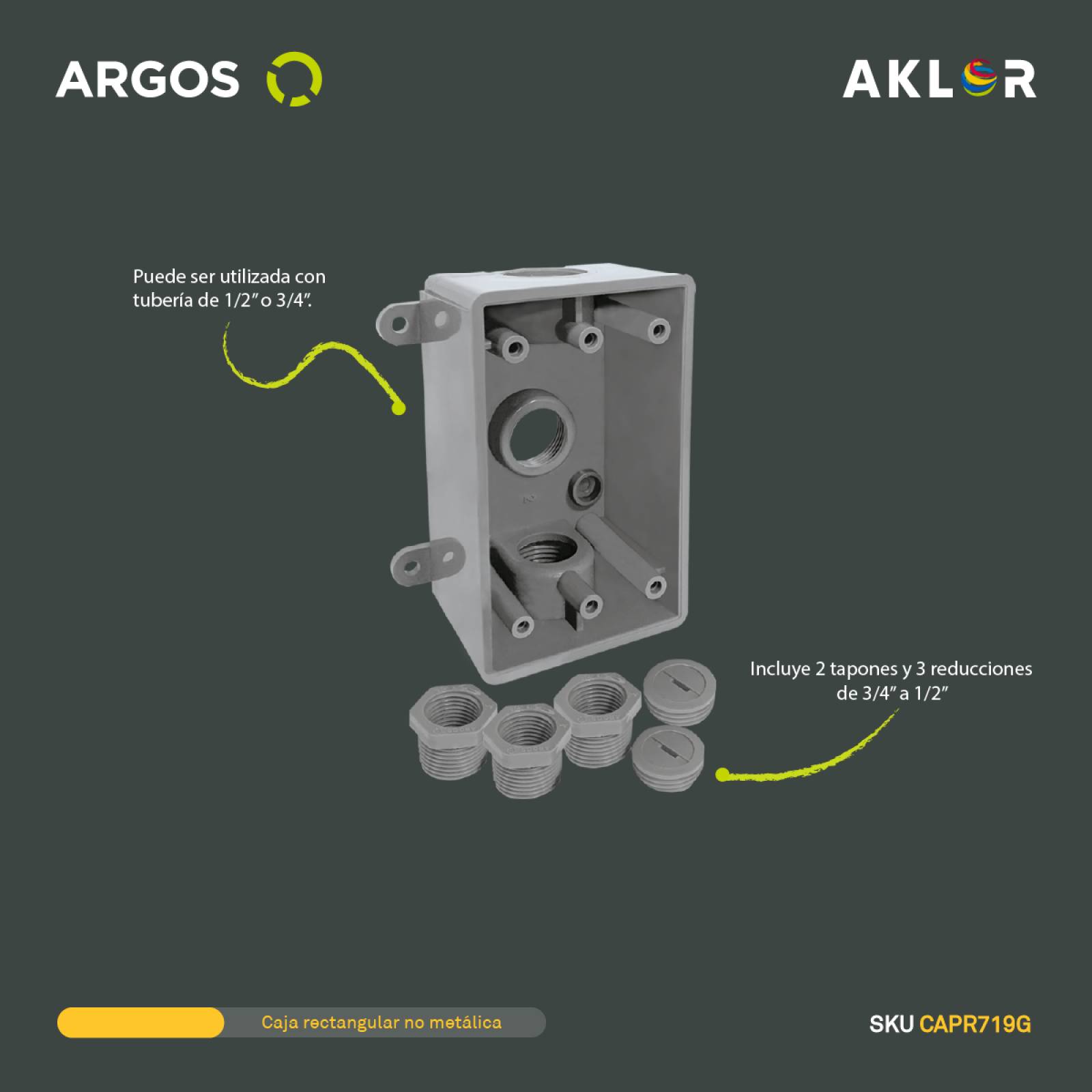 ARGOS CAPR719G CONDULET FS 3 SALIDAS DE 1/2 in 3/4 in 