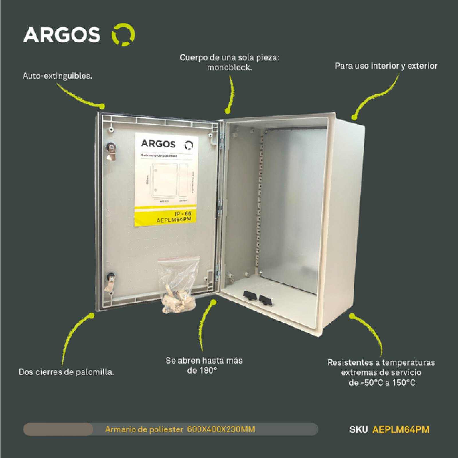 ARGOS Gabinete de poliester 60x40cm IP-66 