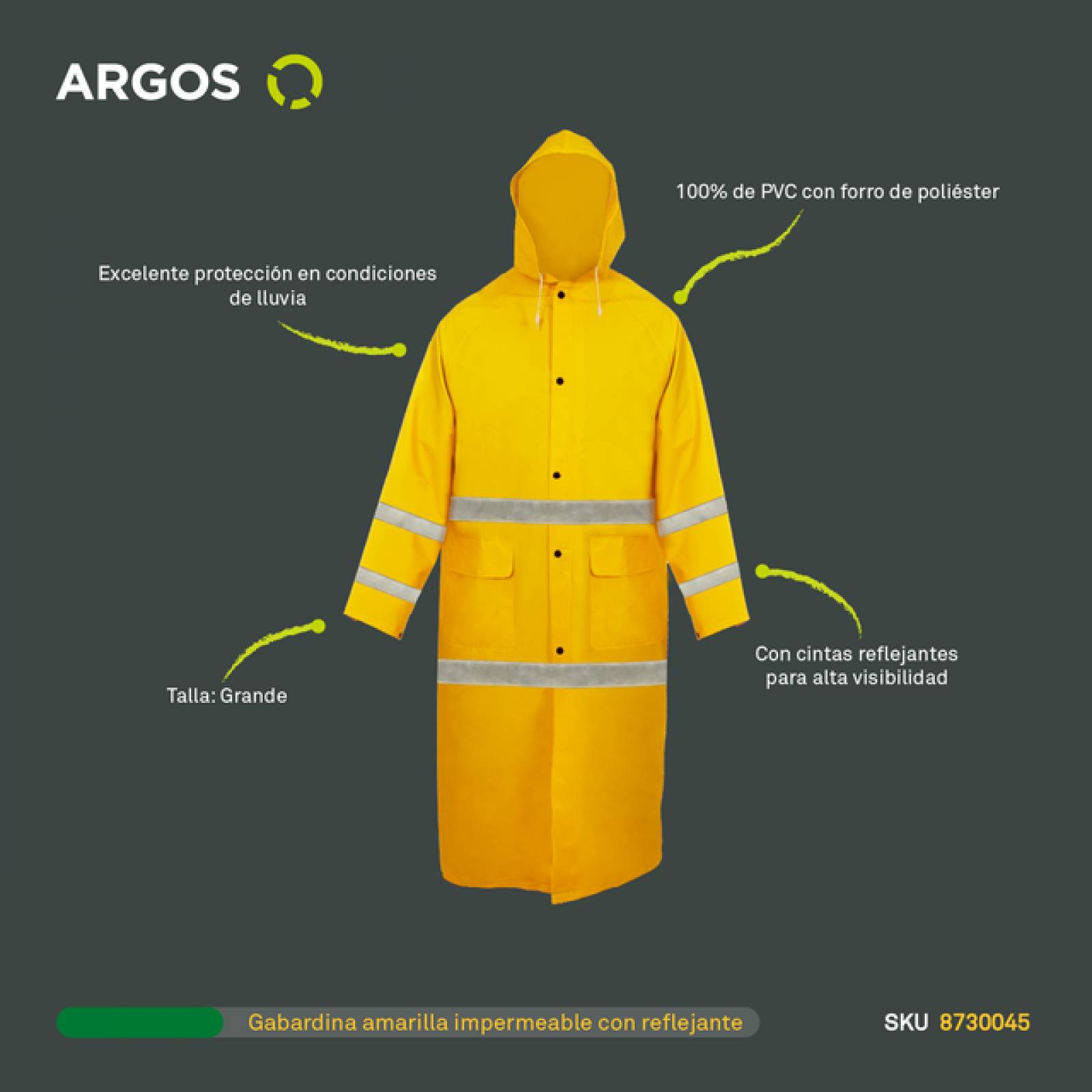 ARGOS IMPERMEABLES PARA LLUVIA CHAMARRA IMPERMEABLE HOMBRE DE ALTA VISIBILIDAD 