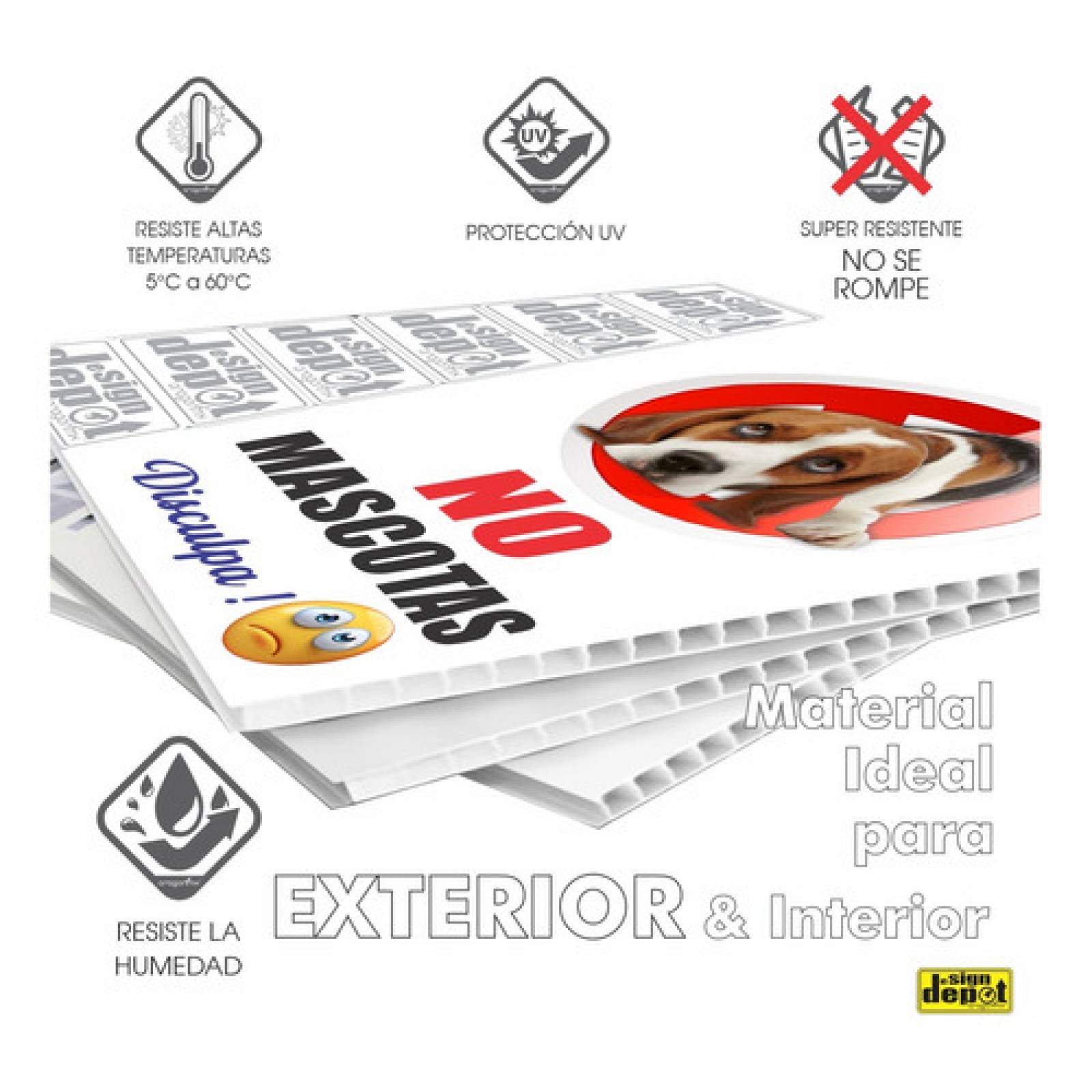 Letrero Señal No Mascotas Disculpe Prohibido Ingresar 