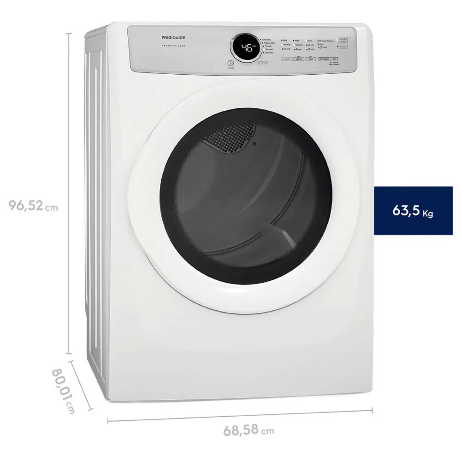 Secadora Frigidaire 21kg de Gas Blanca
