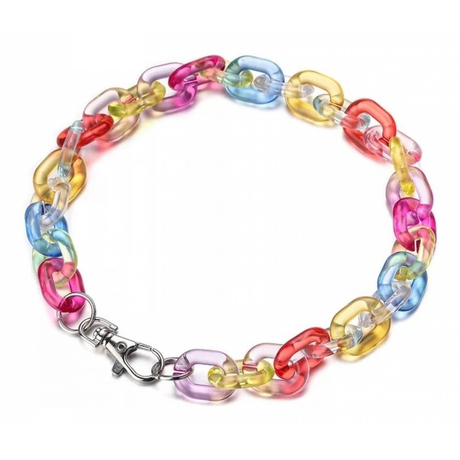 Cadena Collar Acrílico Urbana Cubana Unisex Colores 