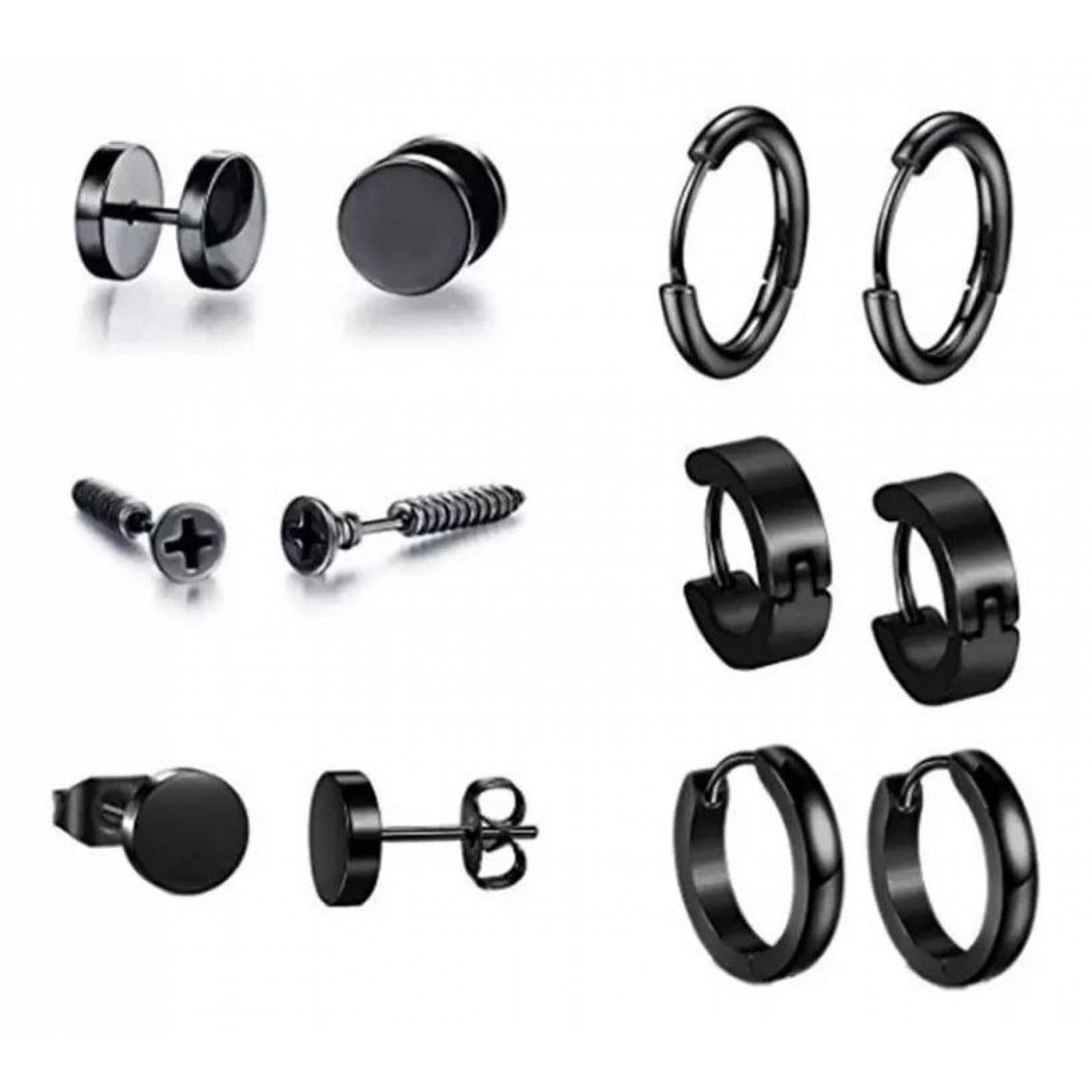 Pack 6 Pares Aretes Hombre Piercing Y Argollas moda eboy 