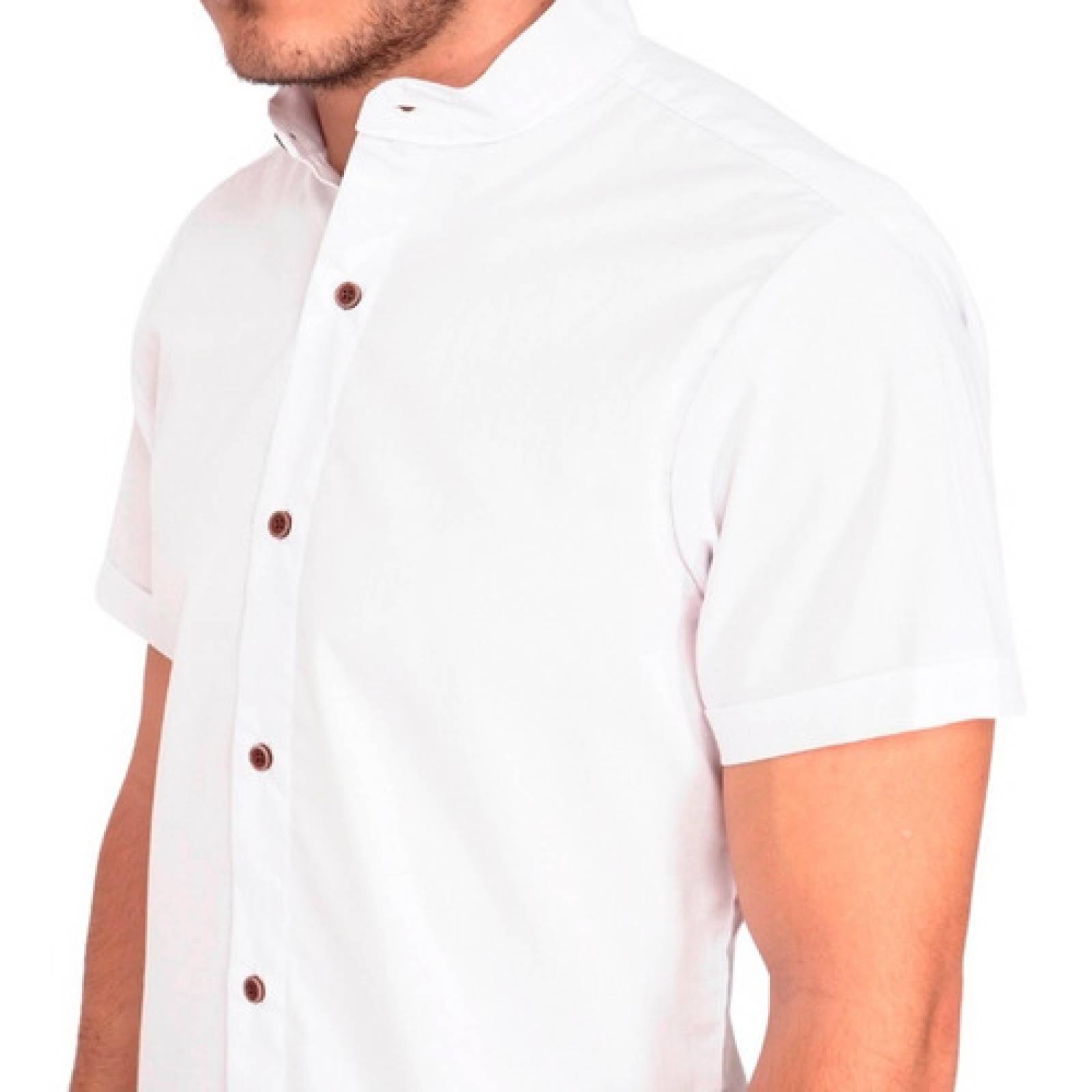 Camisa Hombre Cuello Mao Ajuste Perfecto, Blanca