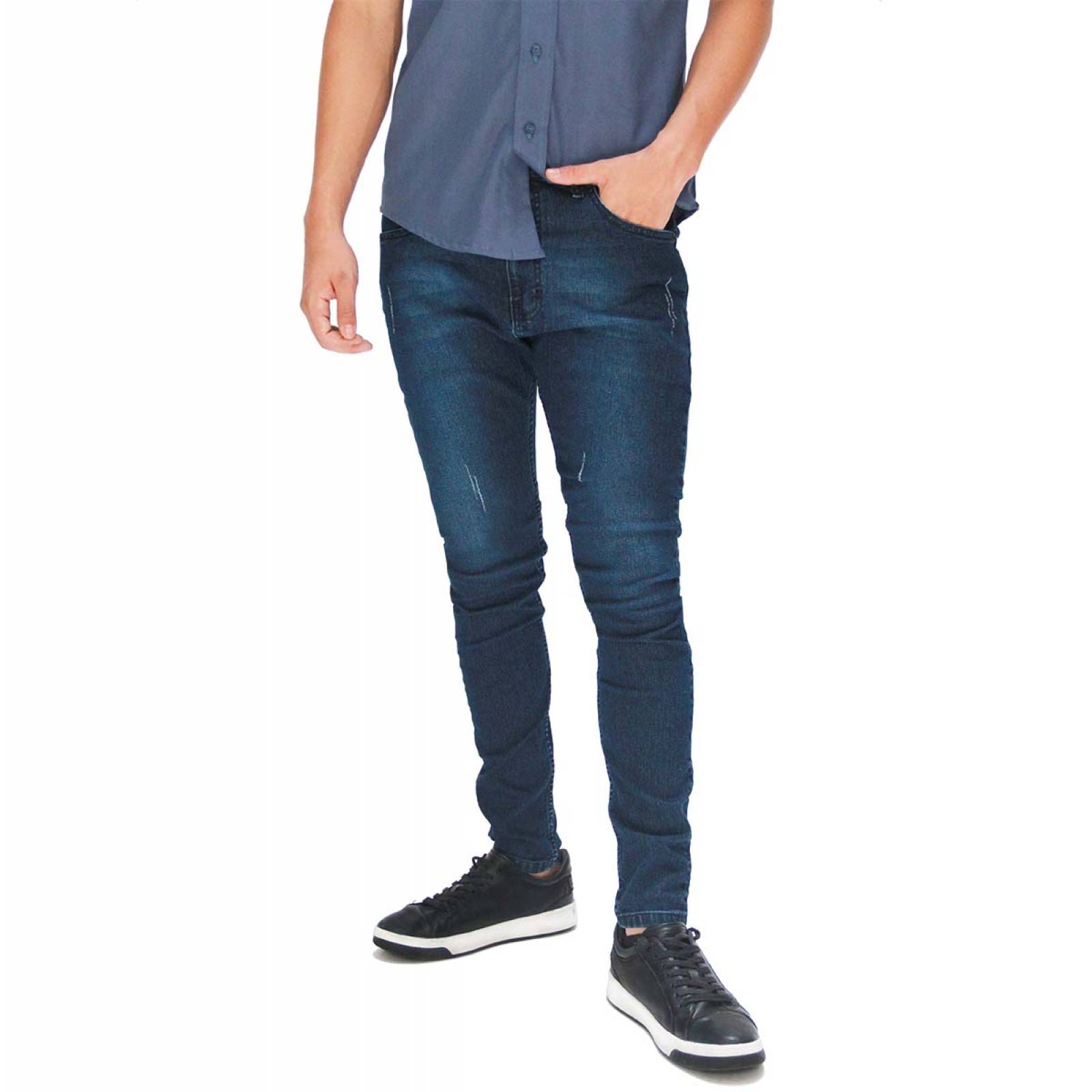 Pantalón Skinny Azul deslavado De Mezclilla Strech Take It Jeans Para Hombre PN1037