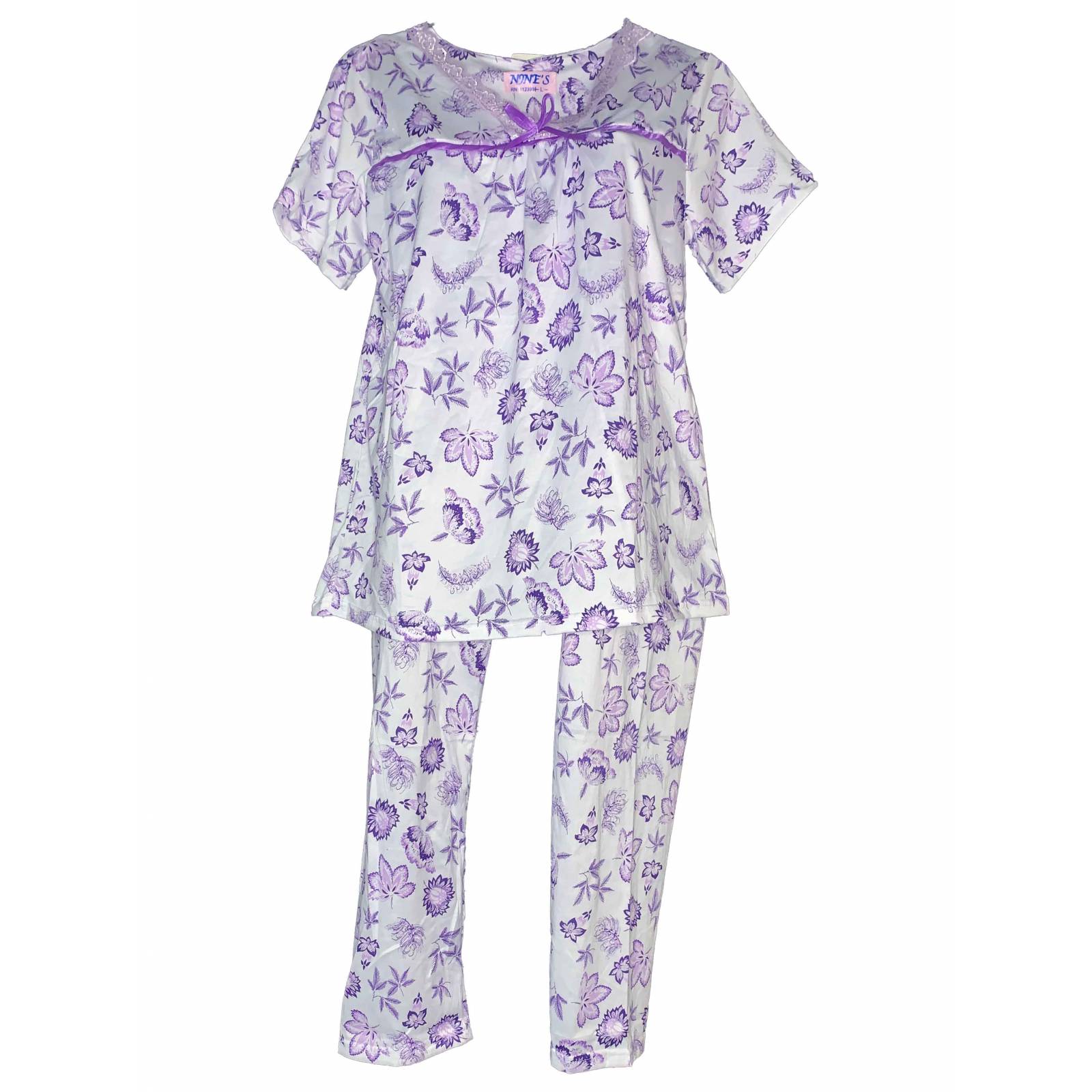 Conjunto Pijama Blusa y Pantalón Tatys Fashion Diseño de Flores Suave y Cómoda