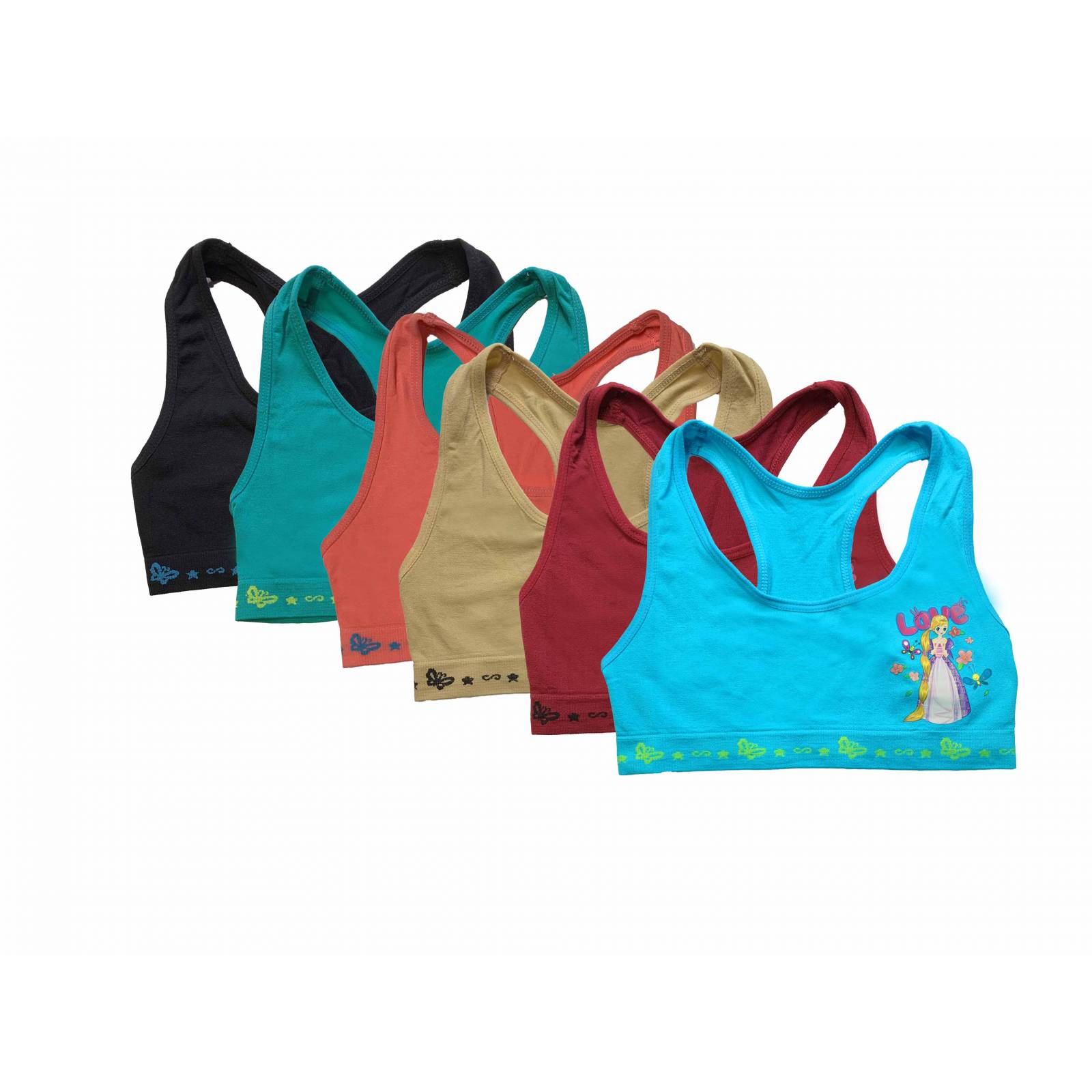 Paquete con 6 Tops para Niña Con Divertidos Diseños Pack Incluye 6 Diferentes Colores.