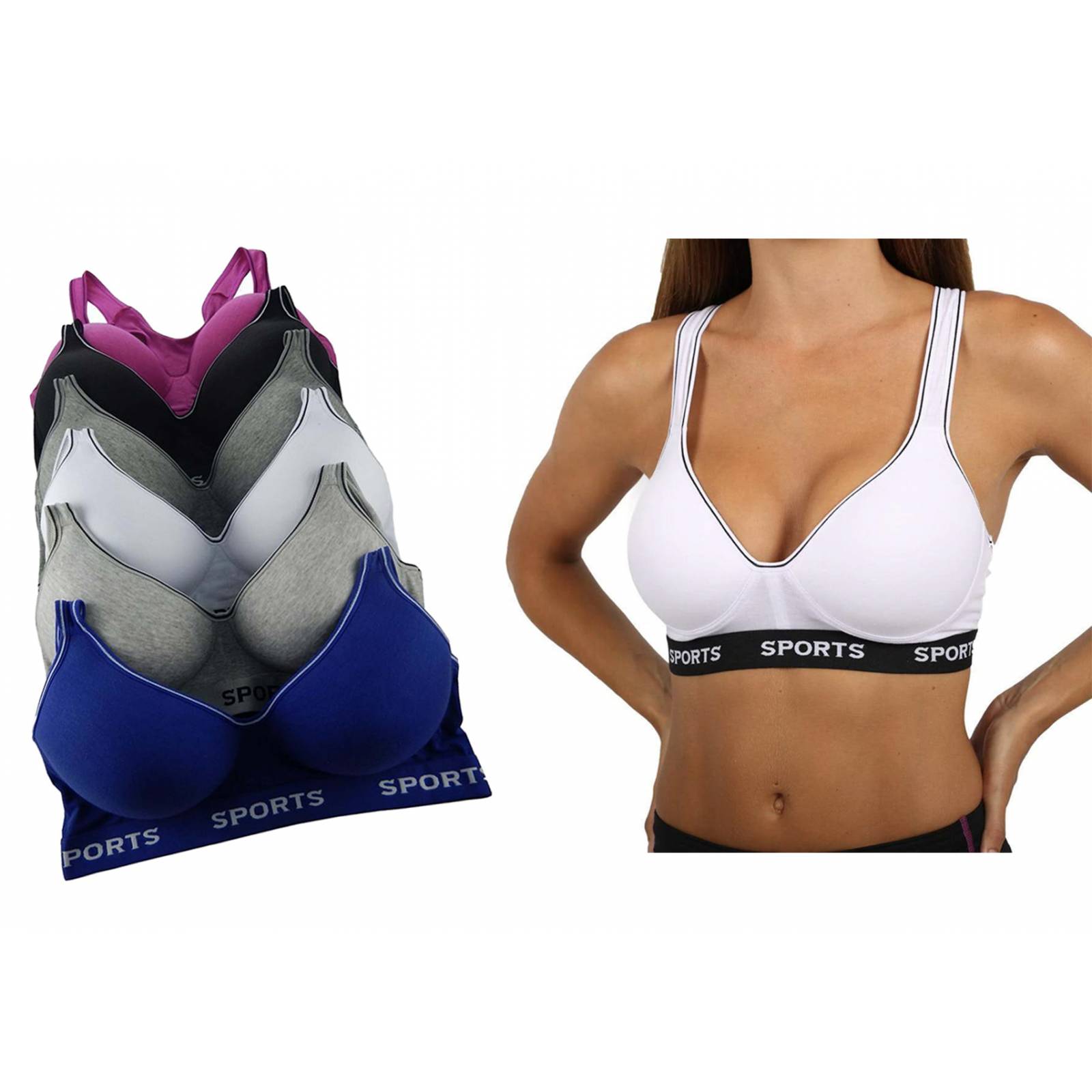 Brasier Deportivo De Algodón Copa D Tatys Fashion Paquete Con 6 Piezas Con Esponja