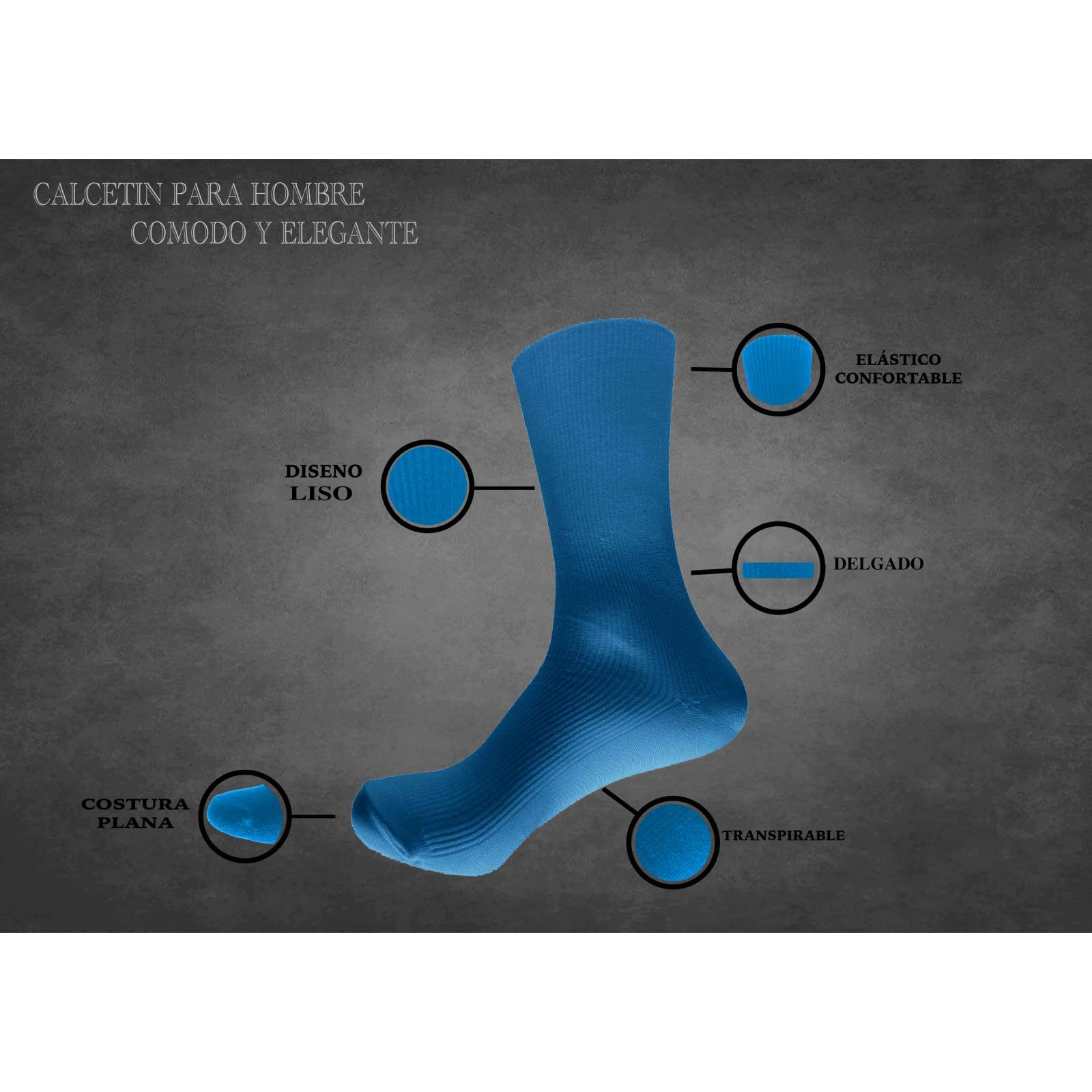 Pack de 6 Pares de Calcetines De Vestir Delgados para Hombre Gran Galeón, Colores Obscuros Diseño Liso