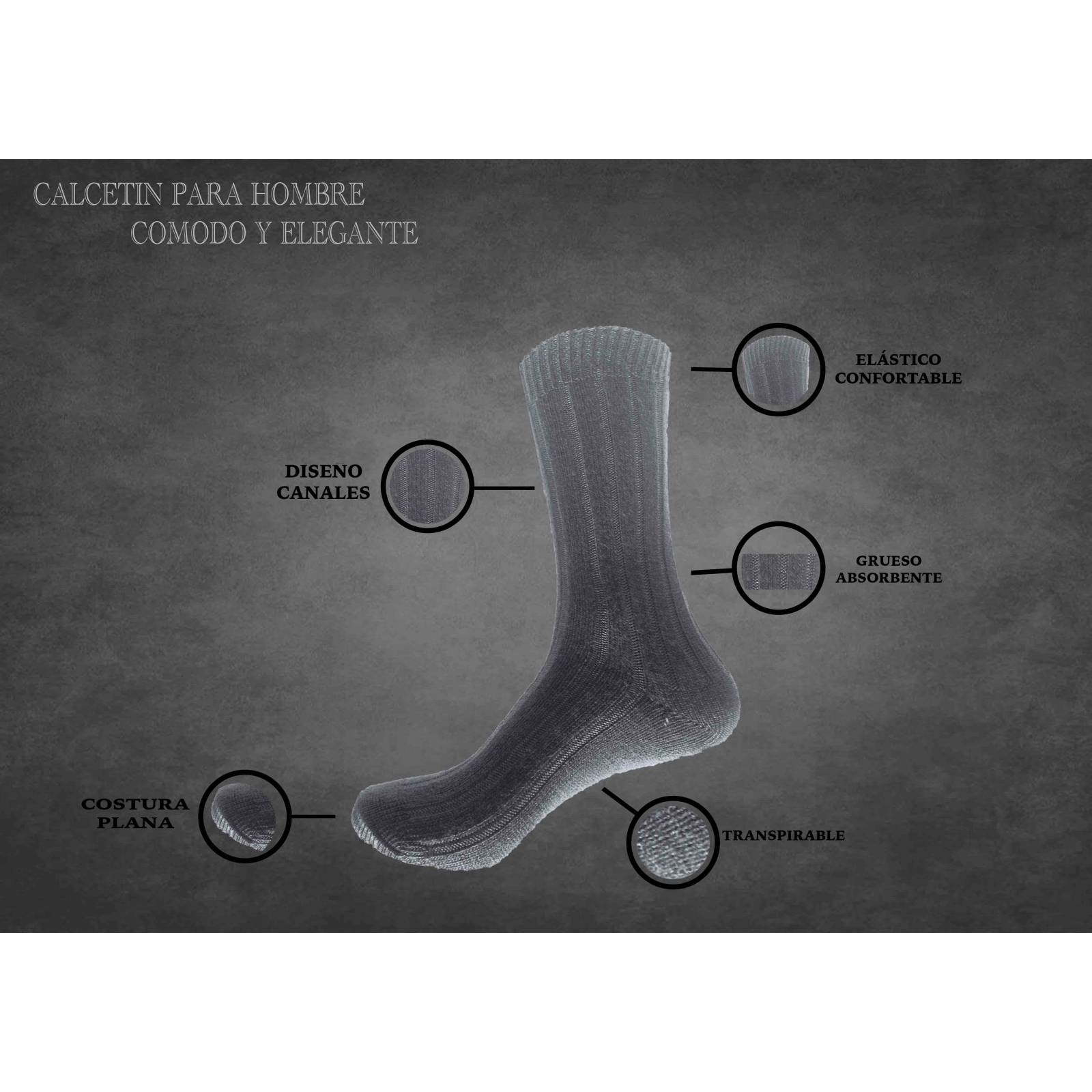 Pack de 6 Pares de Calcetines De Vestir Hombre Gran Galeón, Colores Obscuros Diseño Canales