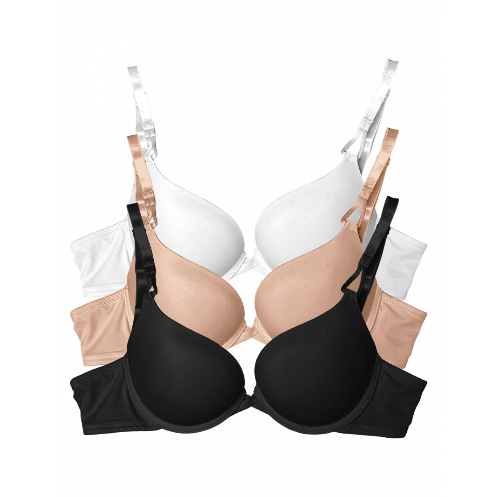 Paquete 3 Brasier Doble Push Up Tatys Fashion Aumenta Hasta 2 Tallas
