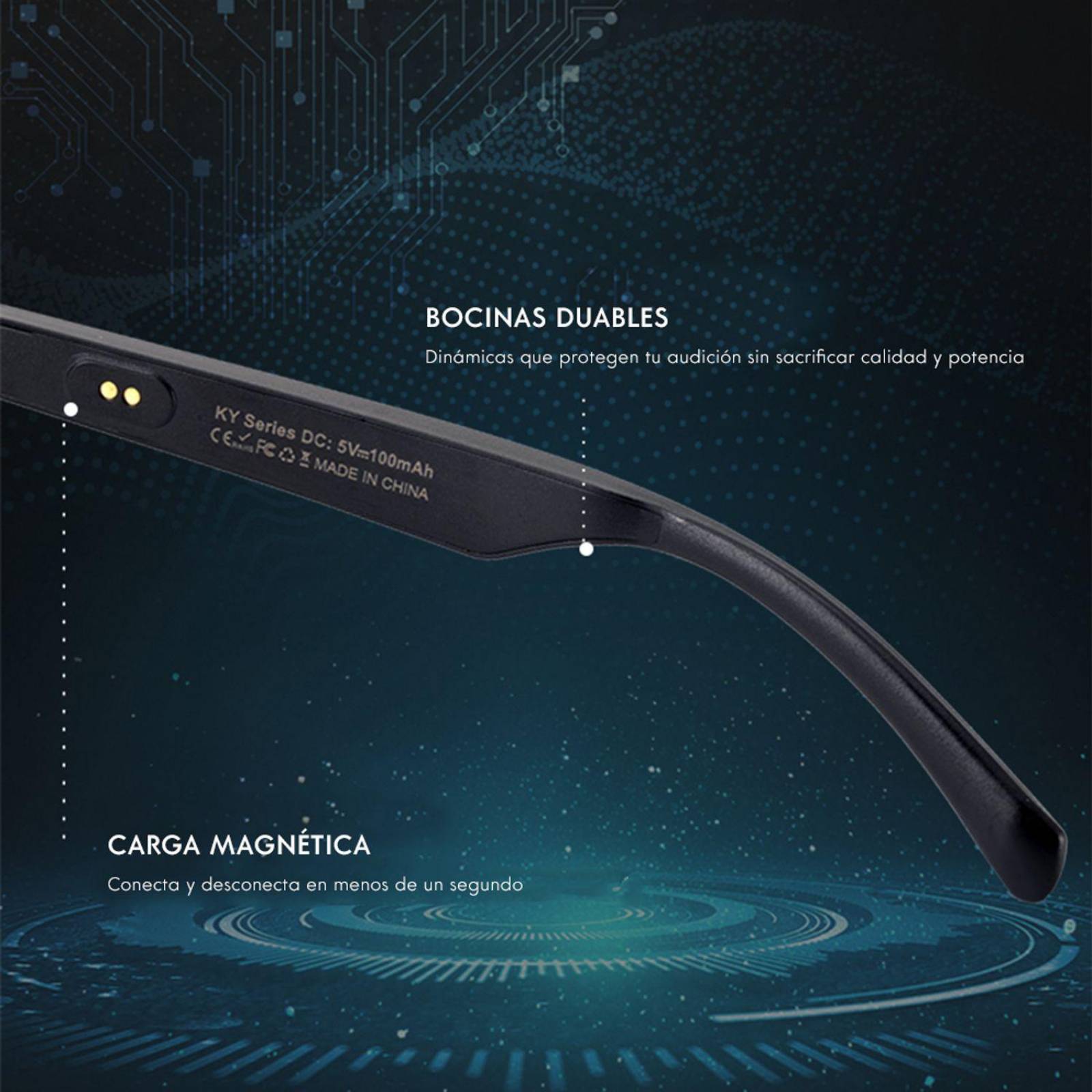 Lentes De Sol Bluetooth Manos Libres Audífonos Inalámbricos Amarillo