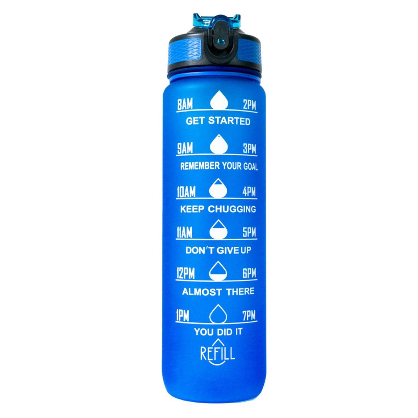 Botella motivacional de 1lt con popote plástico integrado 