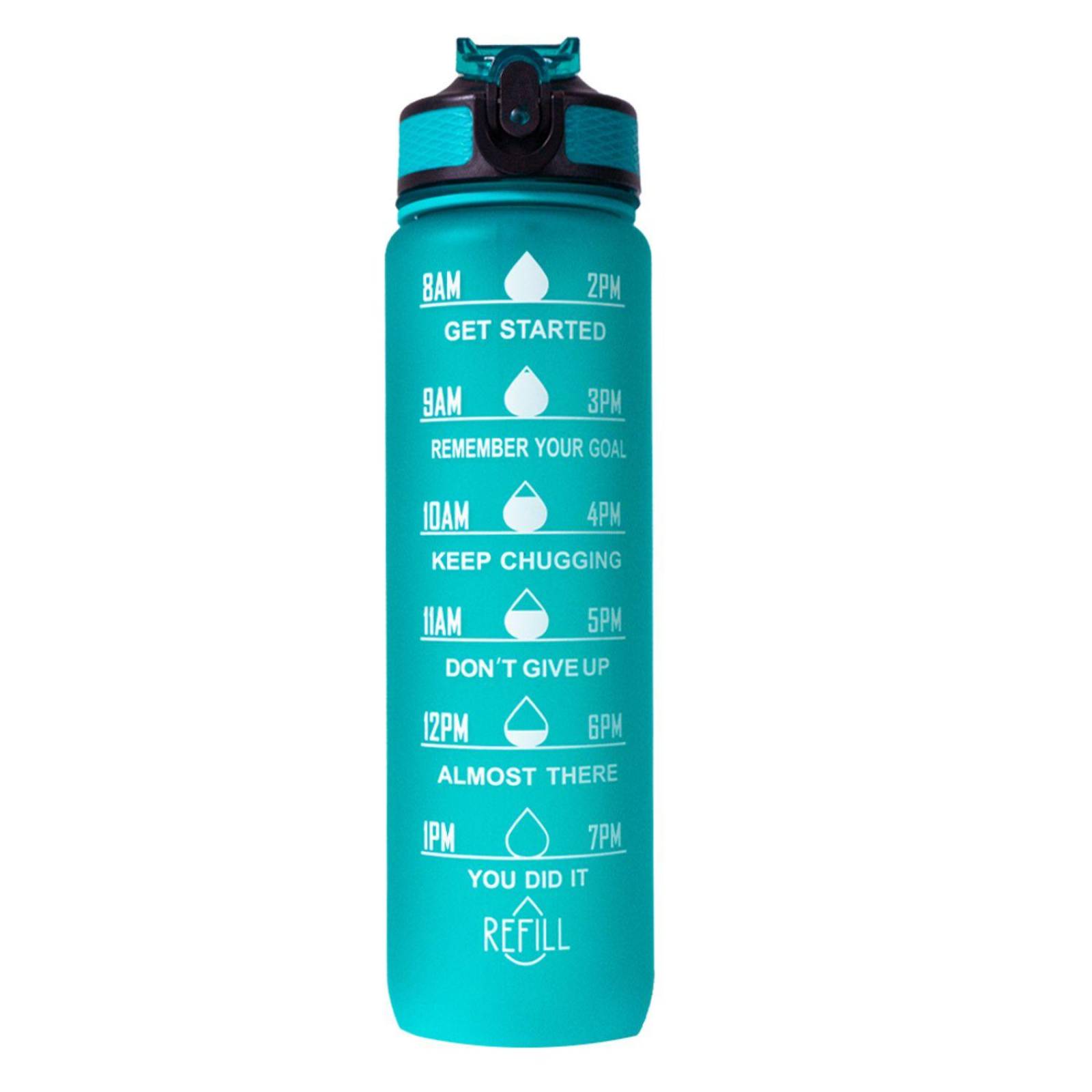 Botella motivacional de 1lt con popote plástico integrado 