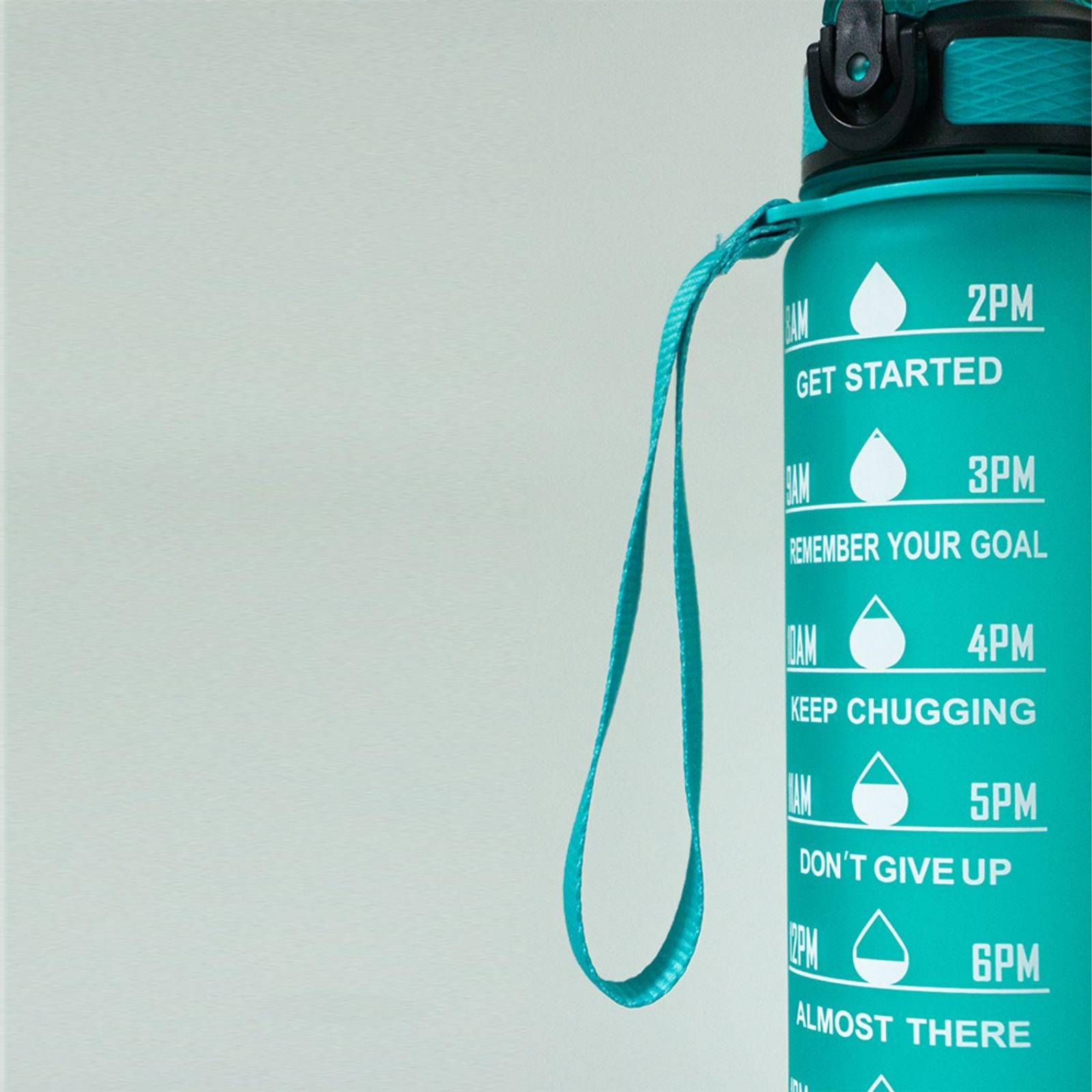 Botella motivacional de 1lt con popote plástico integrado 