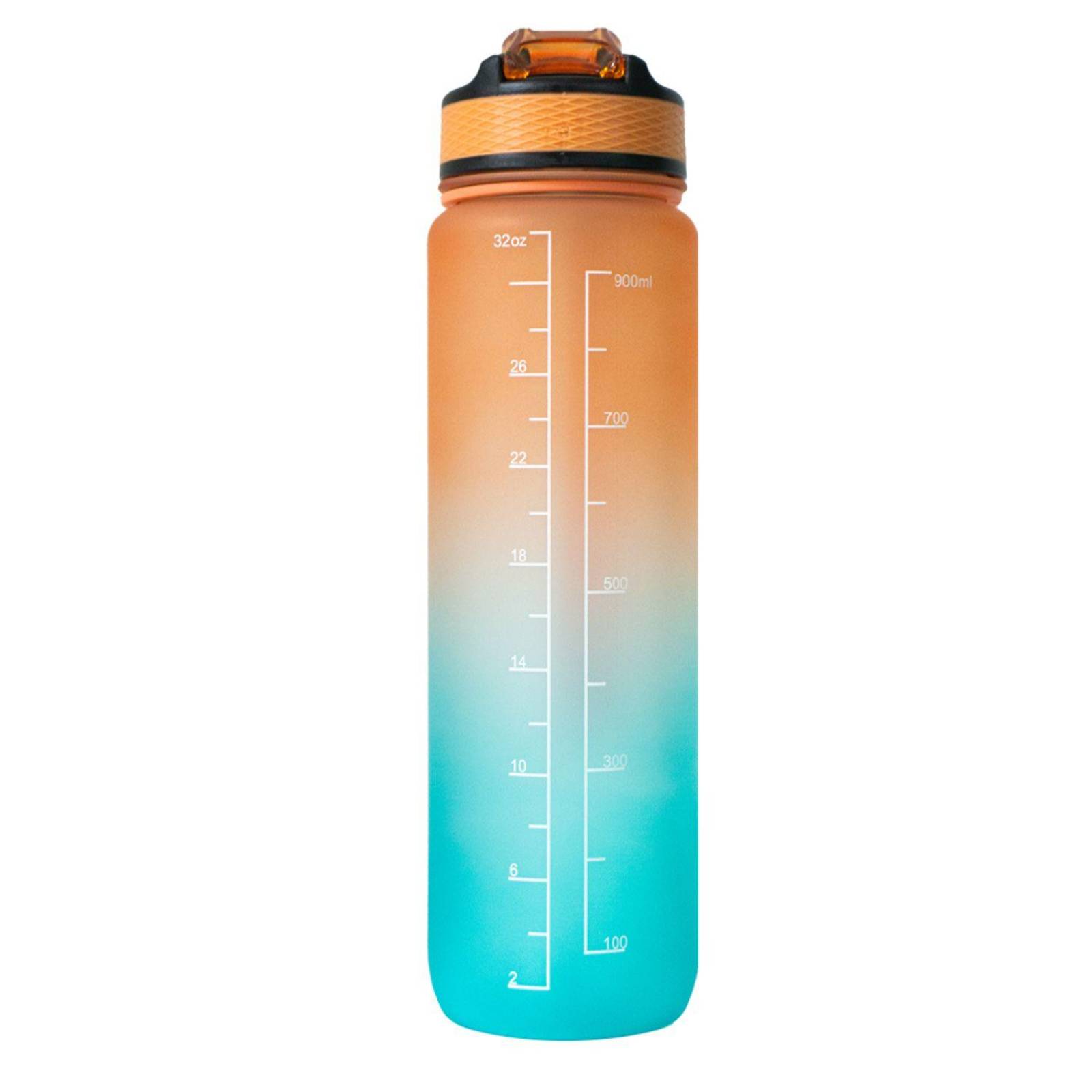 Botella motivacional de 1lt con popote plástico integrado 