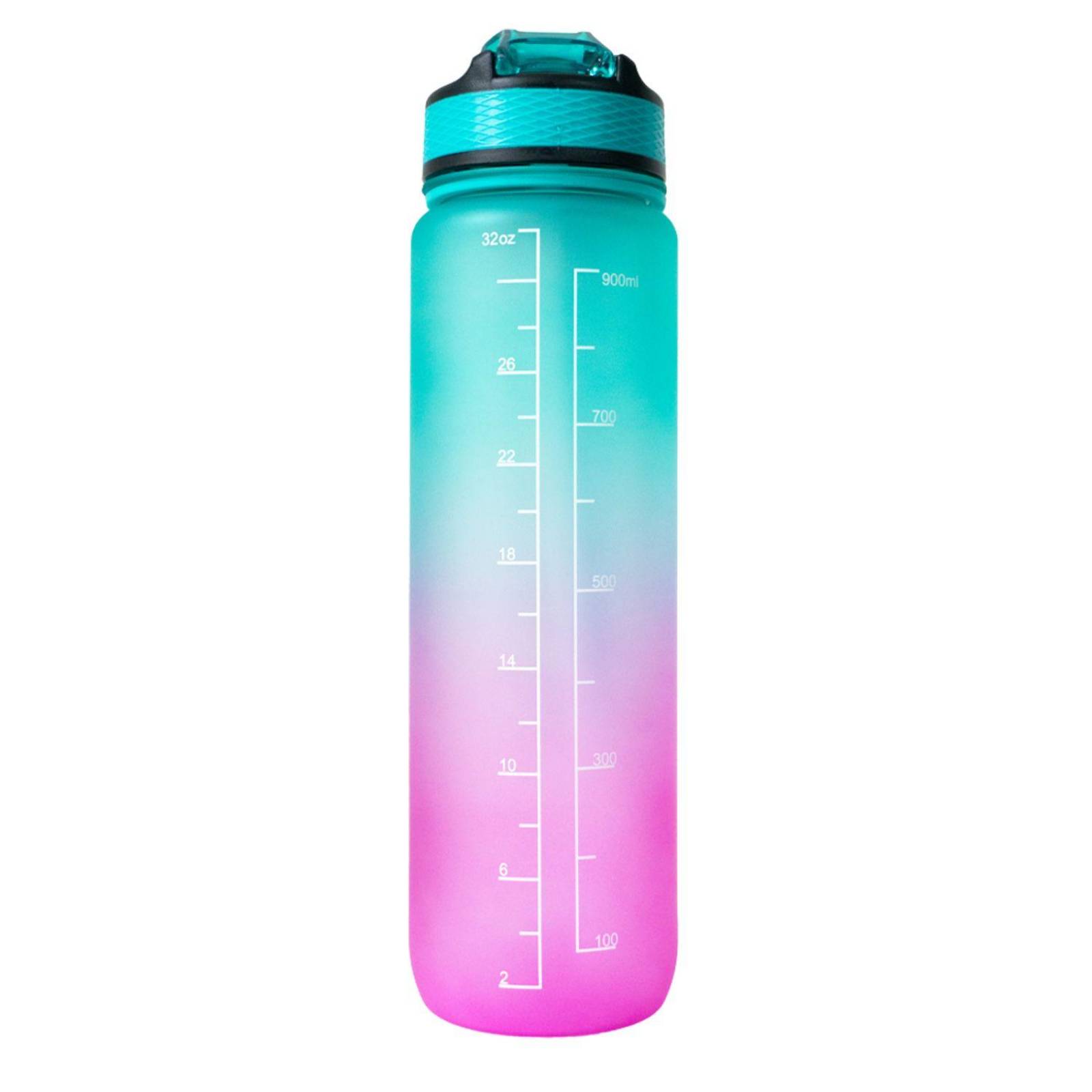 Botella motivacional de 1lt con popote plástico integrado 