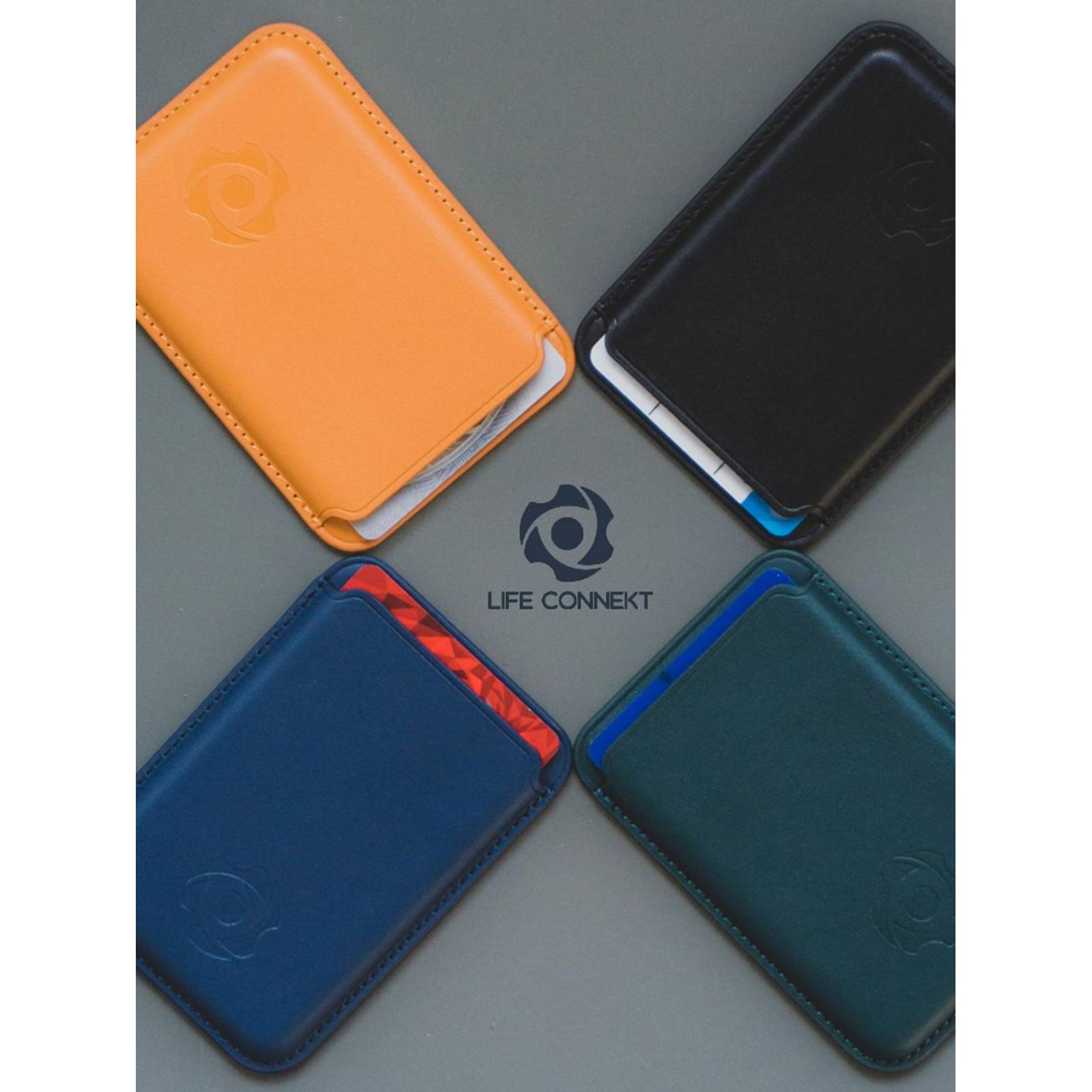 Cartera Tarjetero Magnético Para Celulares Compatibles Con Magsafe y Accesorios Inalámbricos Azul/Morado