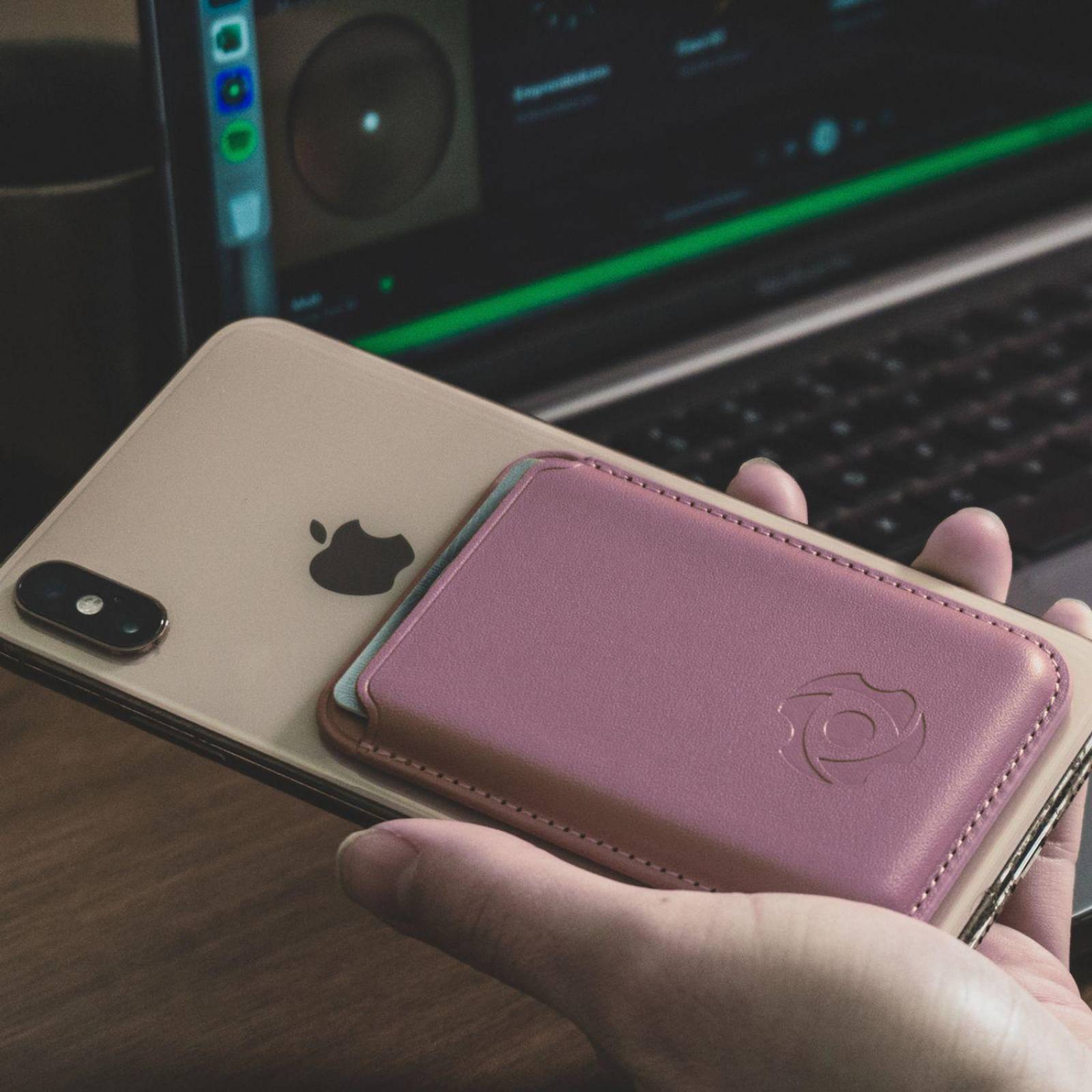 Cartera Tarjetero Magnético Para Celulares Compatibles Con Magsafe y Accesorios Inalámbricos Rosa