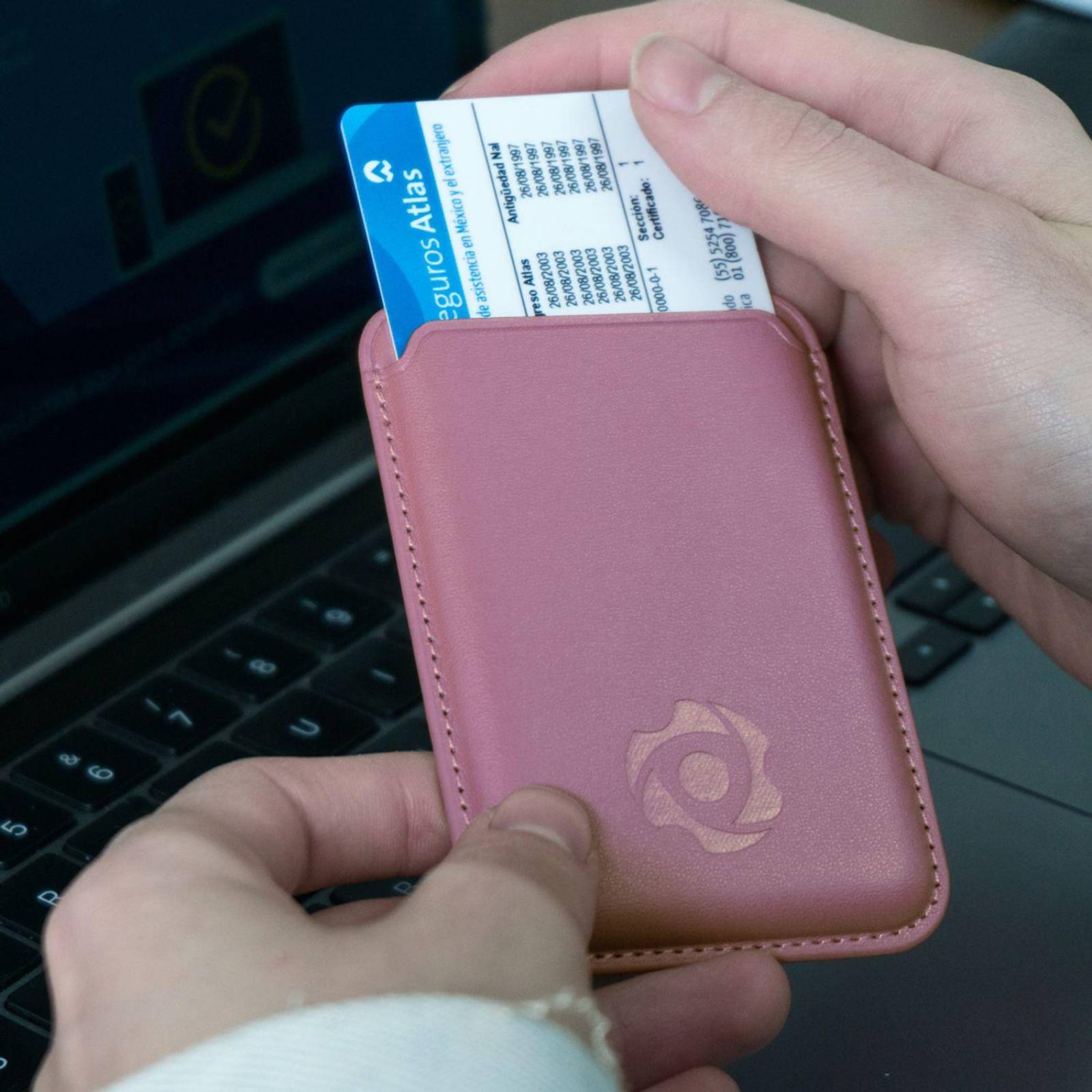 Cartera Tarjetero Magnético Para Celulares Compatibles Con Magsafe y Accesorios Inalámbricos Rosa