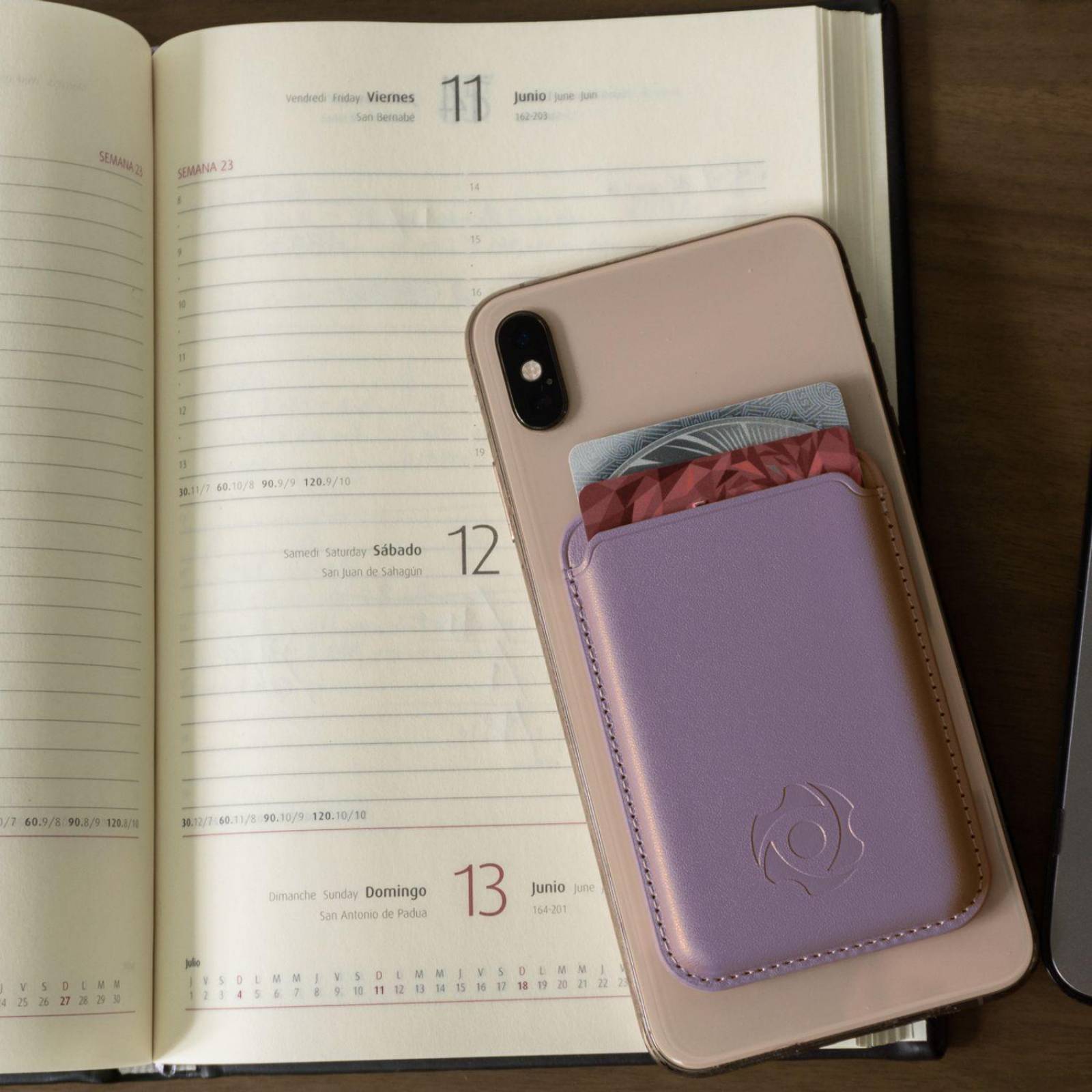 Cartera Tarjetero Magnético Para Celulares Compatibles Con Magsafe y Accesorios Inalámbricos Rosa