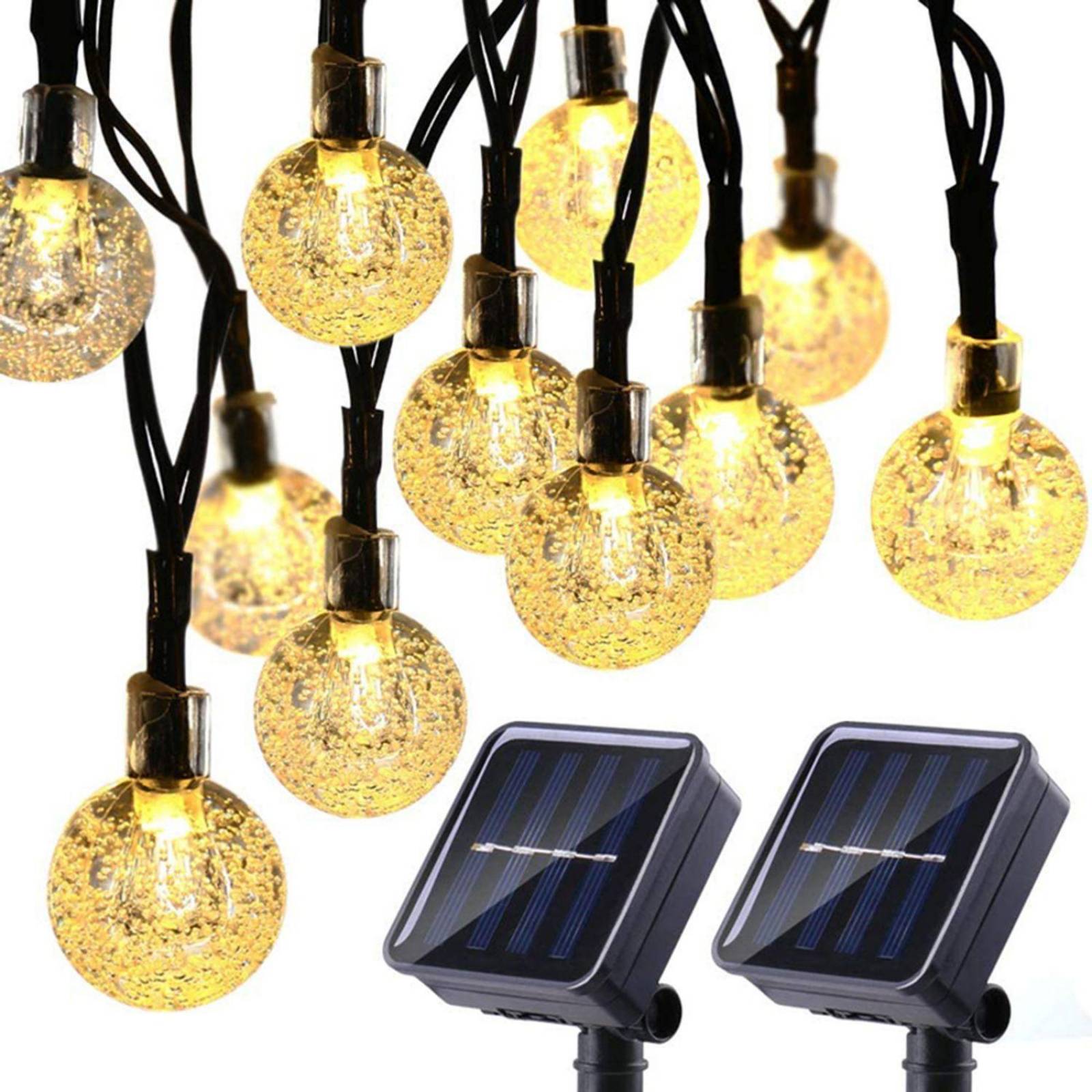 Serie de 30 Y 50 Luces Led Solares Para Exteriores Amarillo Luces 4 30 Focos Led luz Cálida (4.25 mts)