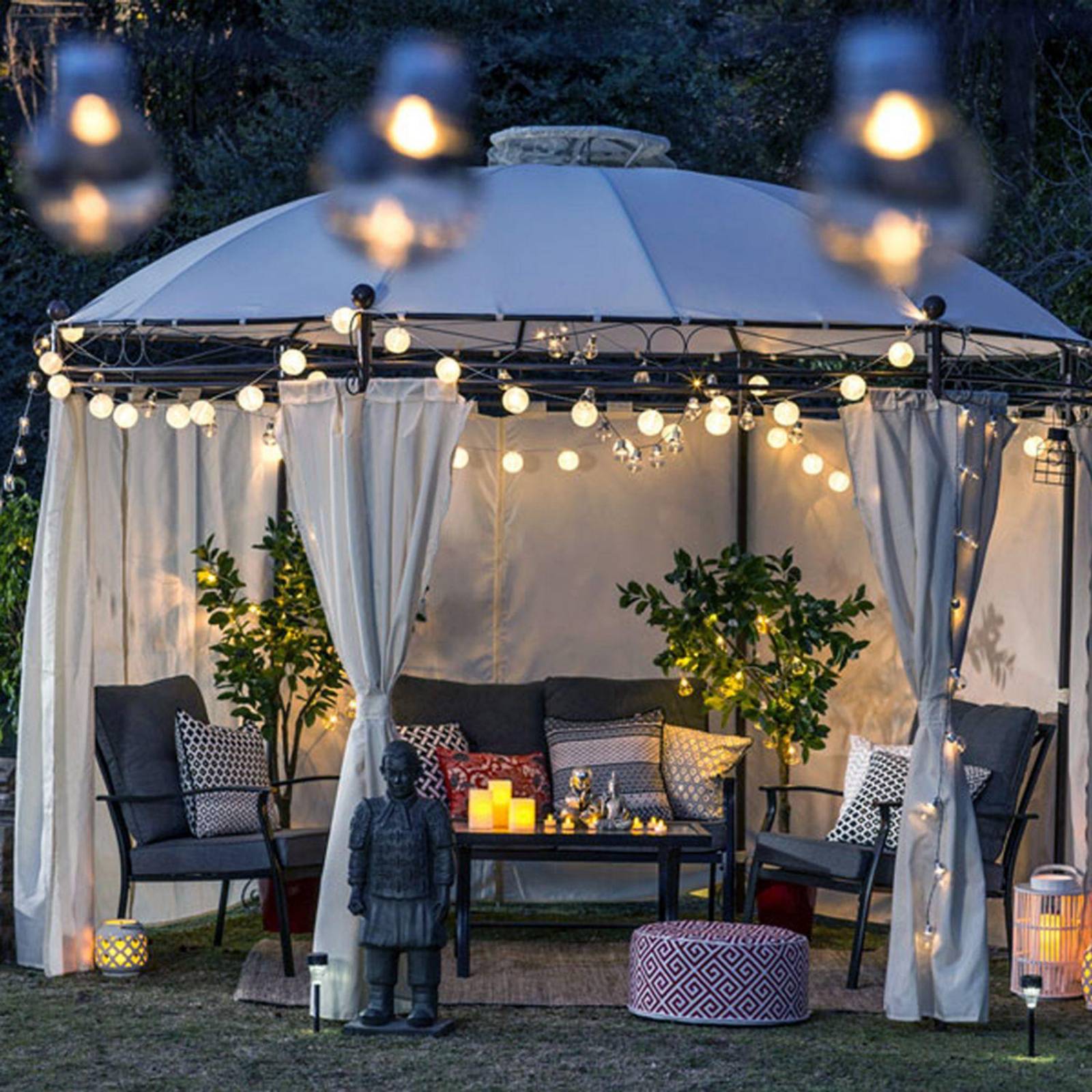 Serie de 30 Y 50 Luces Led Solares Para Exteriores Amarillo Luces 4 30 Focos Led luz Cálida (4.25 mts)