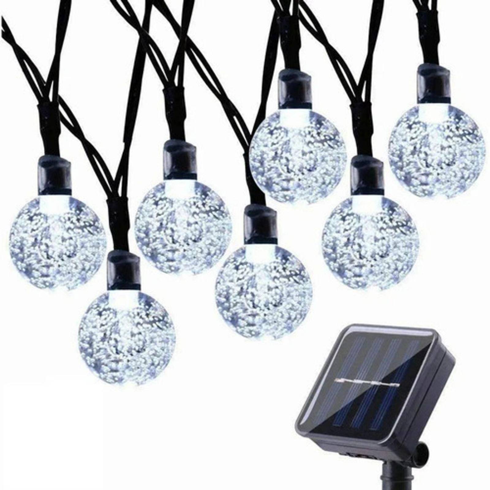 Serie de 30 Y 50 Luces Led Solares Para Exteriores 50 Focos Led luz Fría (5 mts) Blanco Luces 5