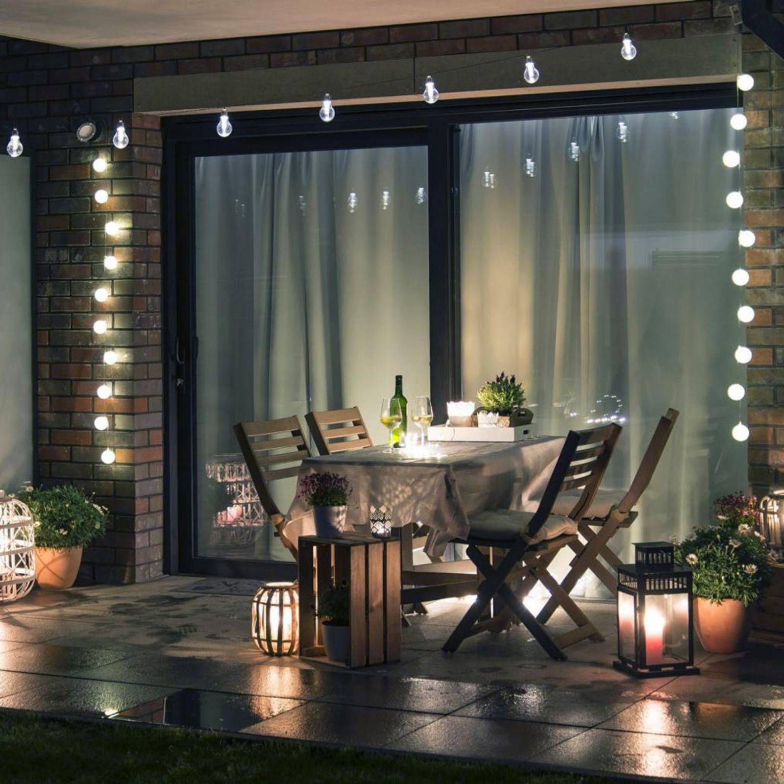 Serie de 30 Y 50 Luces Led Solares Para Exteriores 50 Focos Led luz Fría (5 mts) Blanco Luces 5