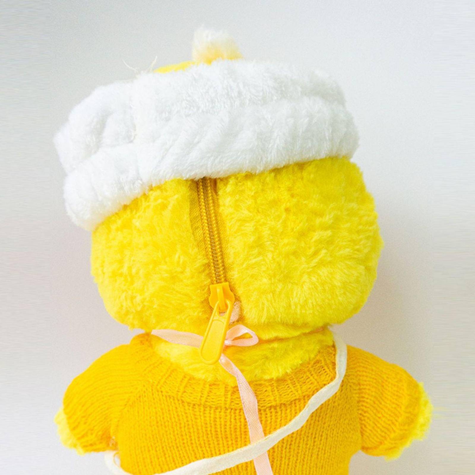 Pato de peluche Lalafanfan con accesorios, lentes, bolso, collar (30 cm) Amarillo Amarillo / Bolitas
