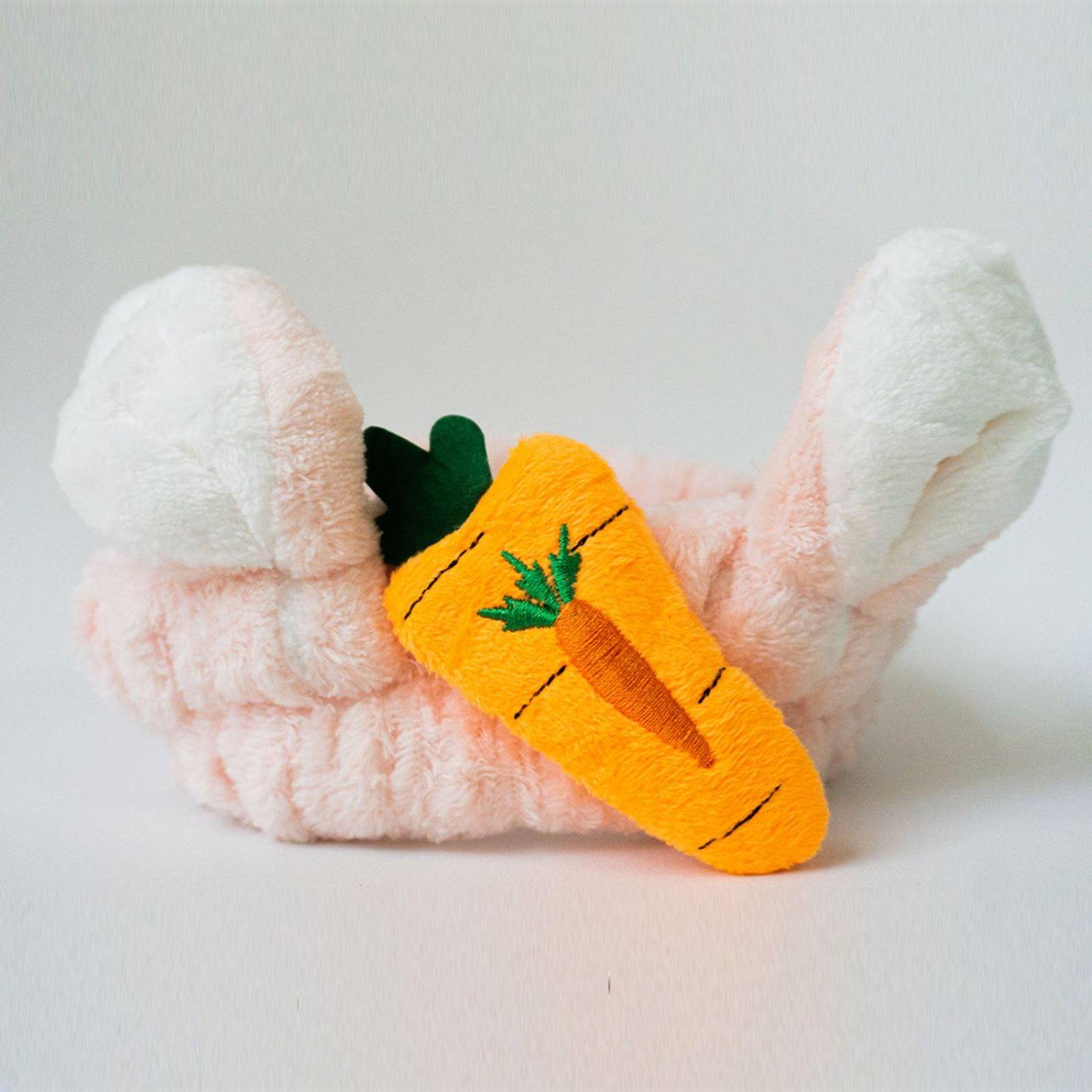 Pato de peluche Lalafanfan con accesorios, lentes, bolso, collar (30 cm) Blanco Blanco / Zanahoria