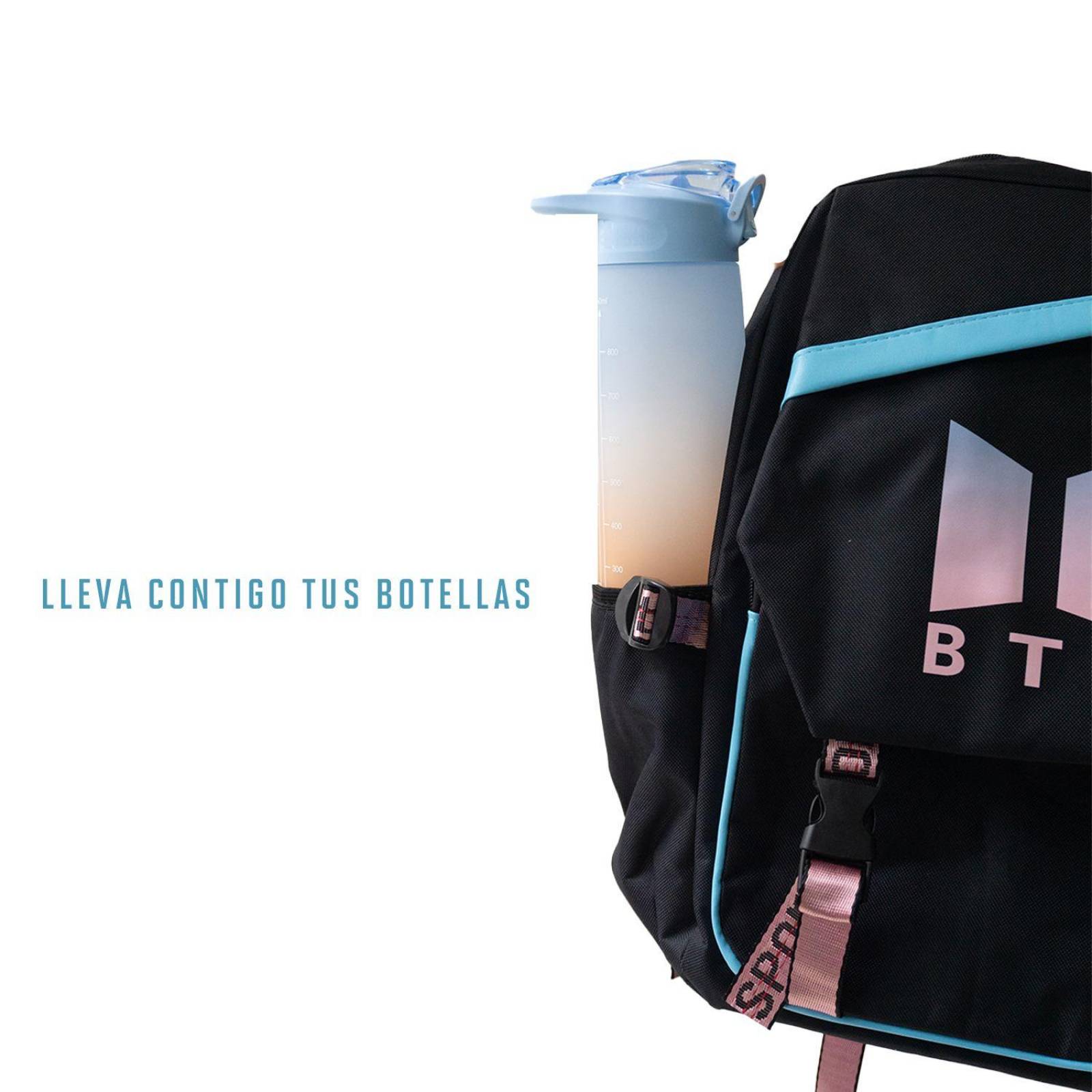 Kpop BTS Mochila con cable de audio USB puerto de carga coreano casual mochila portátil bolsa univer Azul