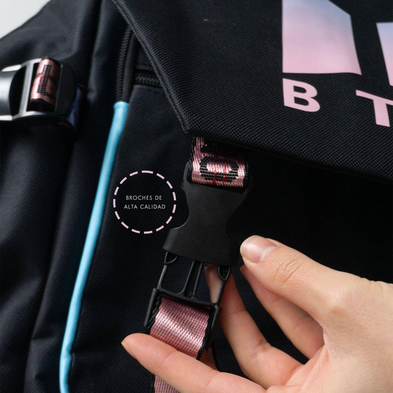 Kpop BTS Mochila con cable de audio USB puerto de carga coreano casual mochila portátil bolsa univer Azul