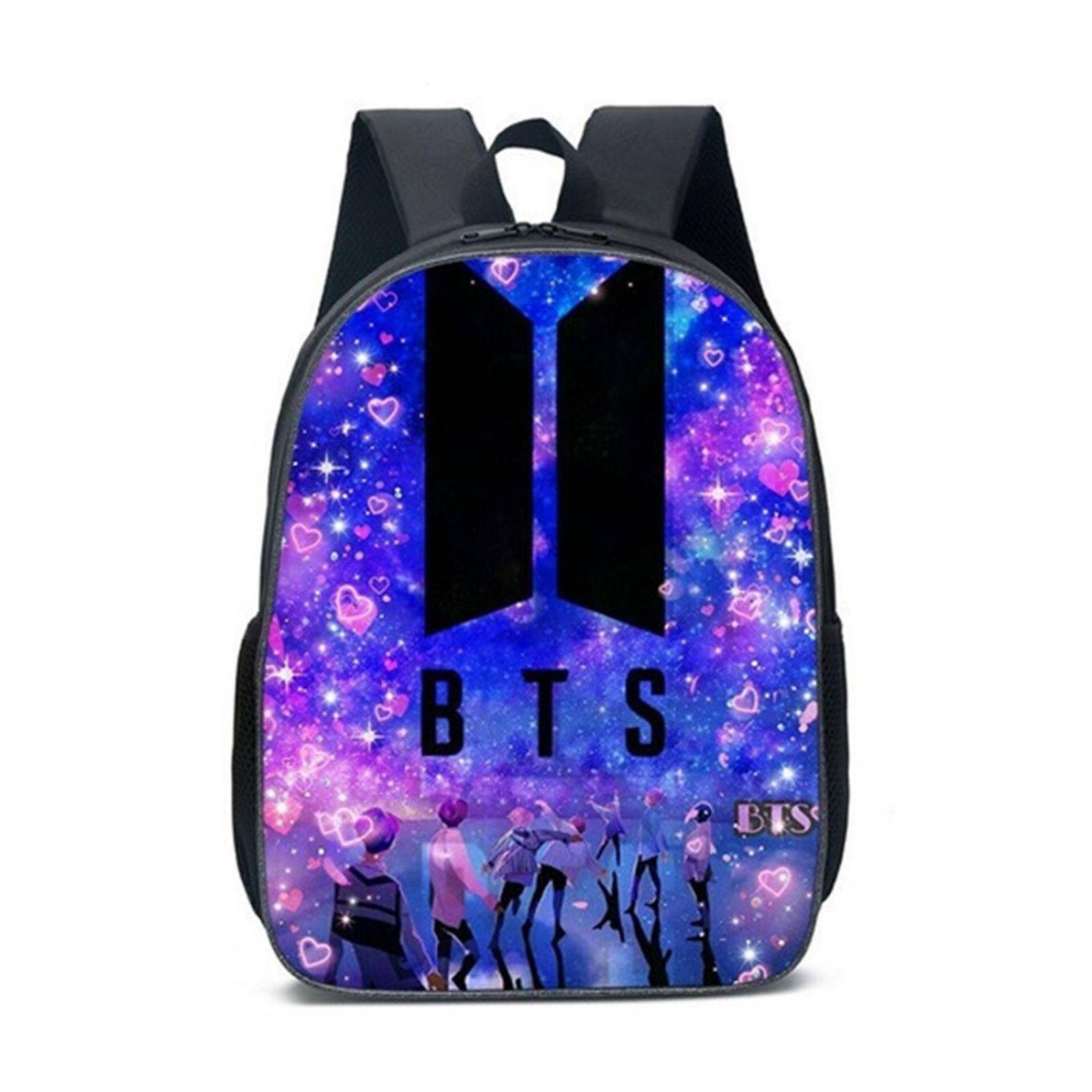 Kpop BTS Mochila con cable de audio USB puerto de carga coreano casual mochila portátil bolsa univer Morado