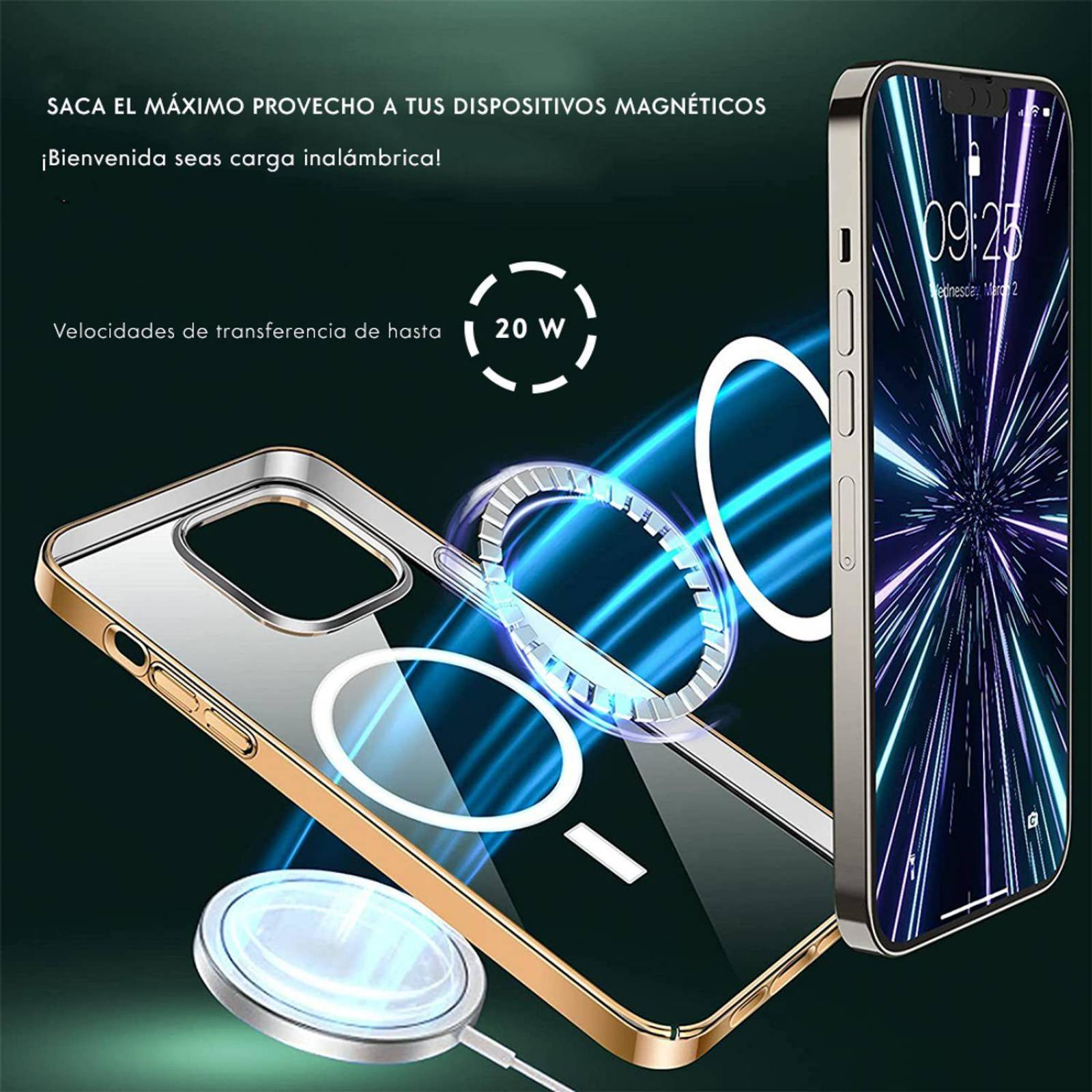 Funda Magnética Para iPhone 11 Pro / 11 Pro Max / 12 Mini / 12 Pro / 12 Pro Max / 13 Pro / 13 Pro Ma Dorado