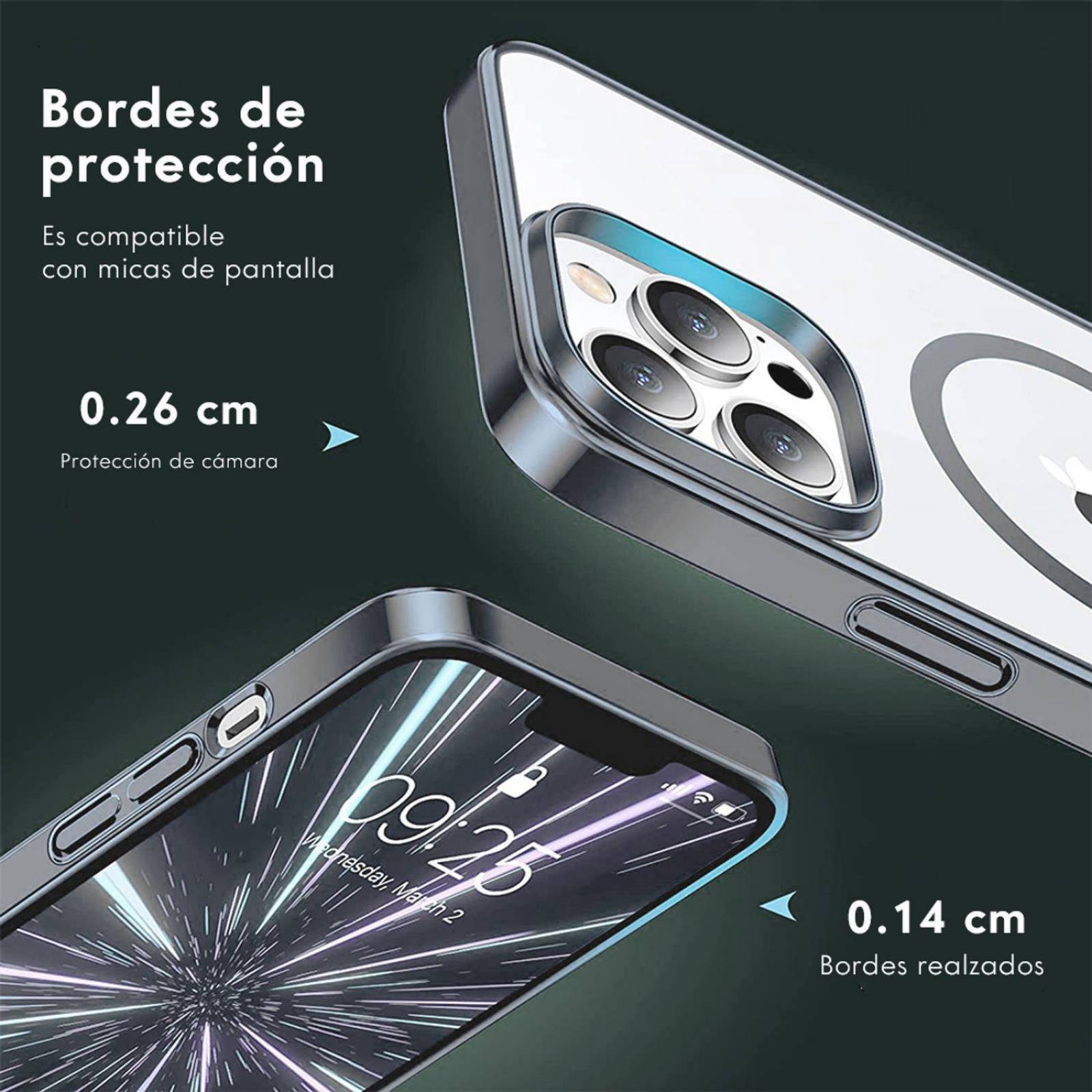Funda Magnética Para iPhone 11 Pro / 11 Pro Max / 12 Mini / 12 Pro / 12 Pro Max / 13 Pro / 13 Pro Ma Plateado 13 Pro Max