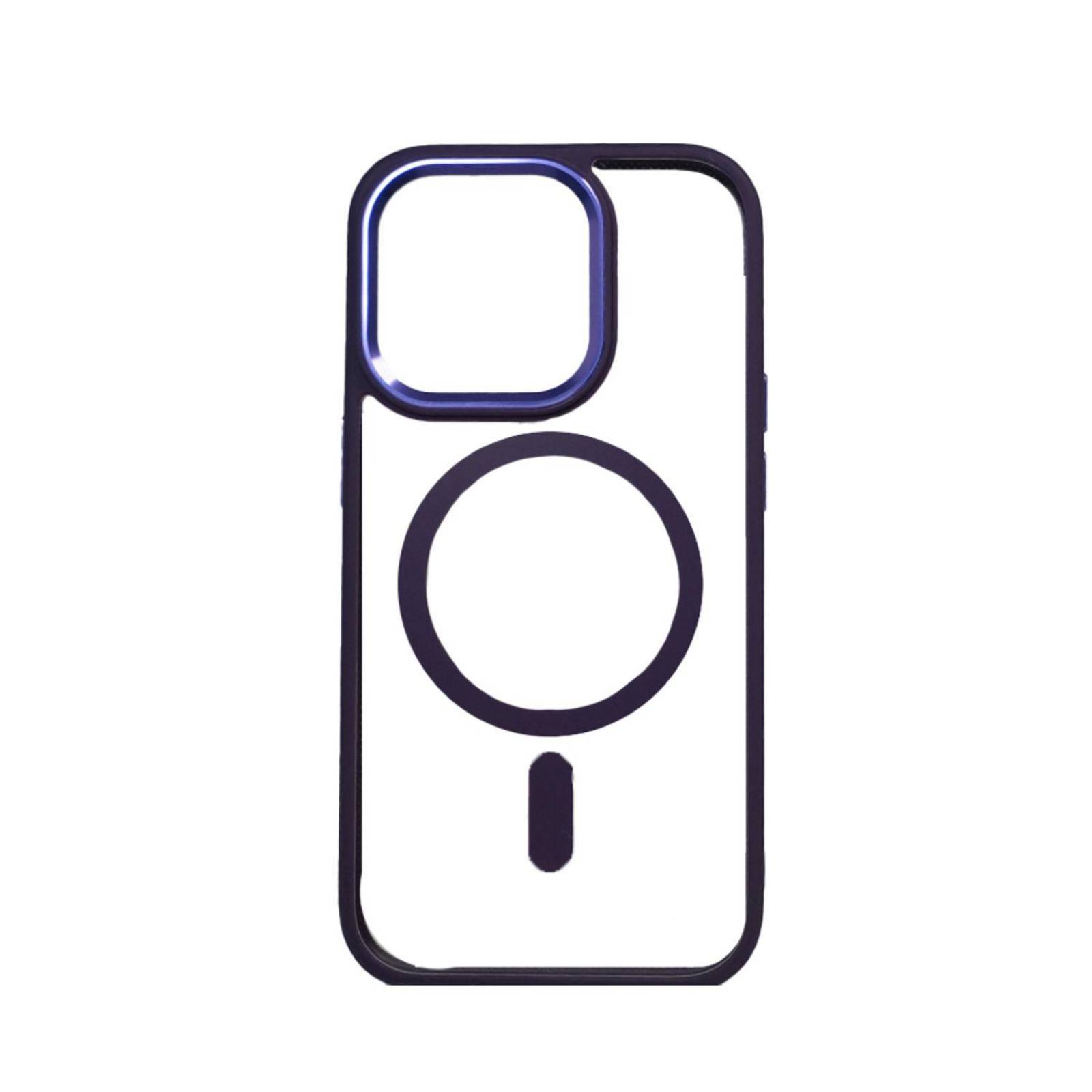 Funda MagSafe transparente y metal iPhone 11 (morado)