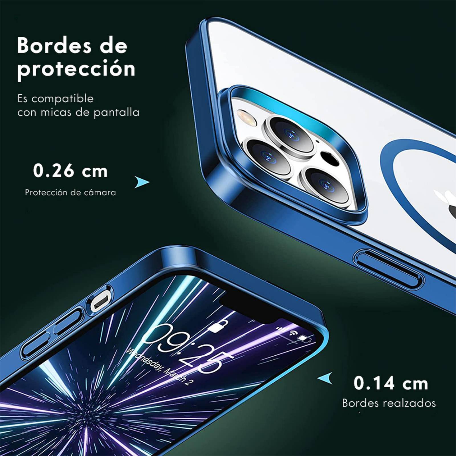 Funda Magnética Para iPhone 11 Pro / 11 Pro Max / 12 Mini / 12 Pro / 12 Pro Max / 13 Pro / 13 Pro Ma Azul 14 Pro