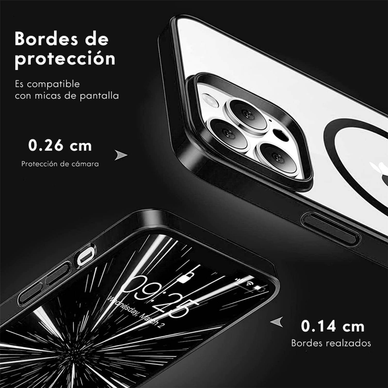 Funda Magnética Para iPhone 11 Pro / 11 Pro Max / 12 Mini / 12 Pro / 12 Pro Max / 13 Pro / 13 Pro Ma Negro 13 Pro Max