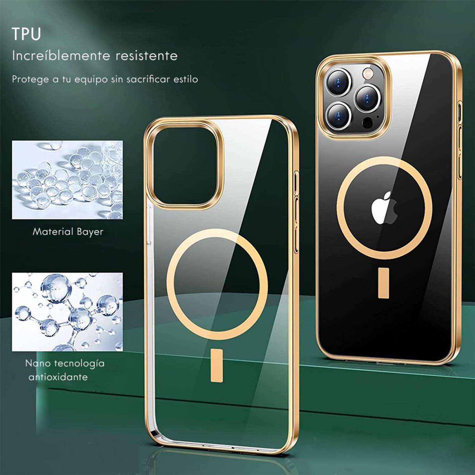 Funda Magnética Para iPhone 11 Pro / 11 Pro Max / 12 Mini / 12 Pro / 12 Pro Max / 13 Pro / 13 Pro Ma Dorada