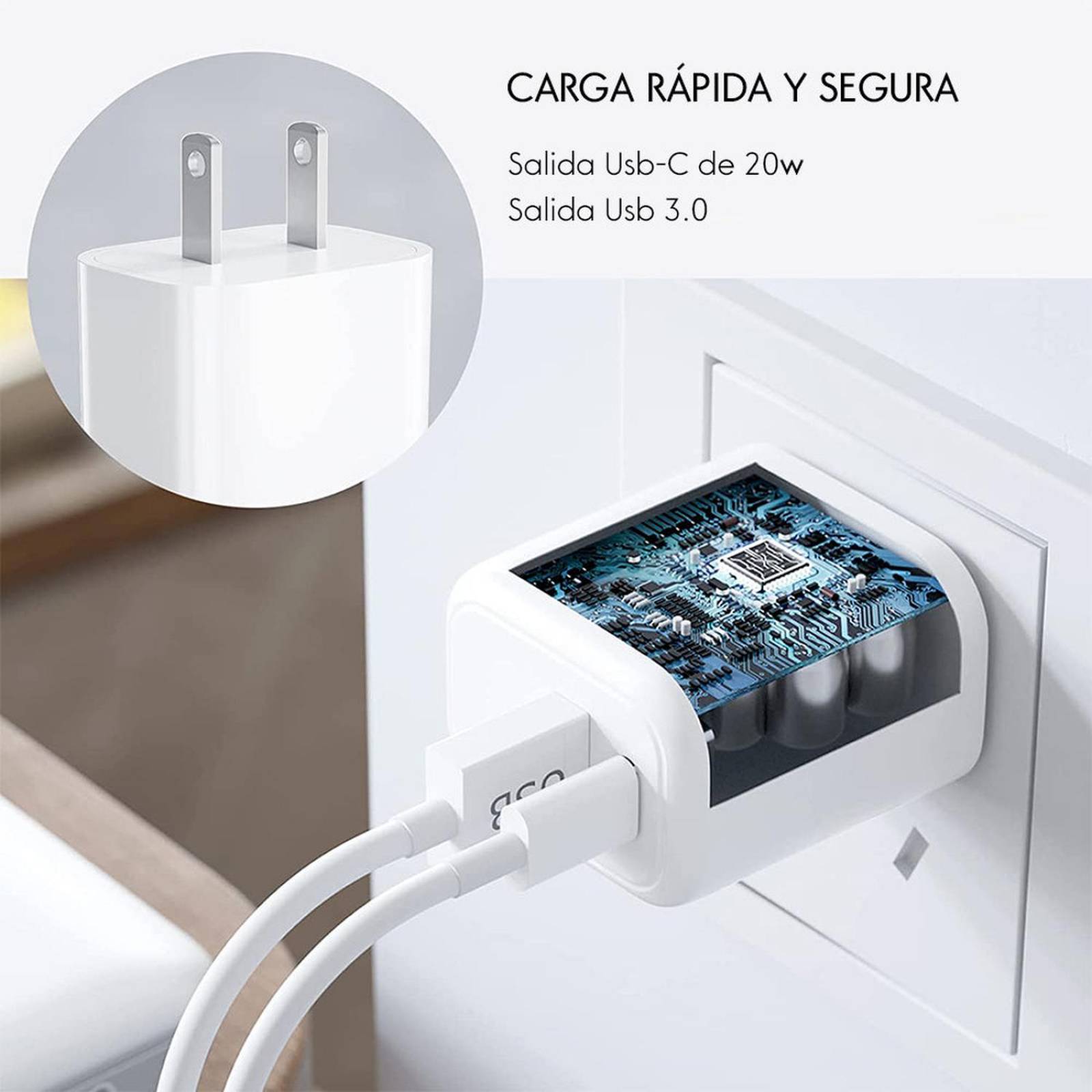 LIFE CONNEKT Carga Eficiente y Versátil: Cargadores de Red Eléctrica con Entrada Dual Tipo C y USB p 